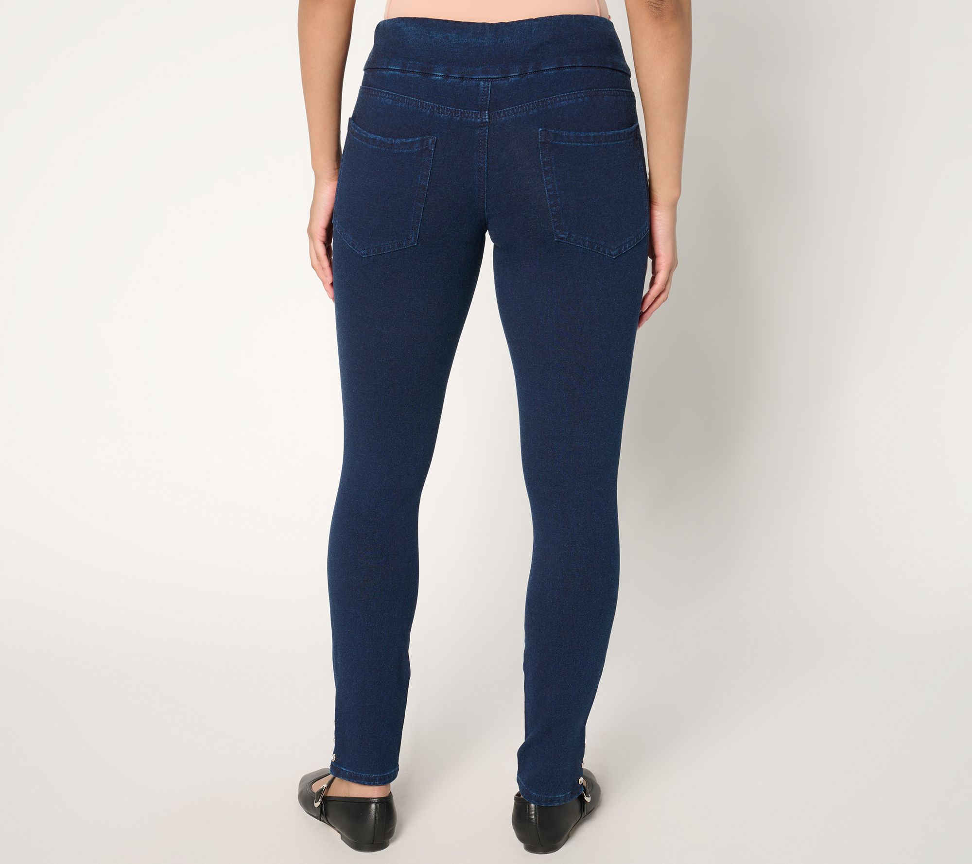 Quacker Factory DreamJeannes Regular Flat Waist Jegging with Rhinestone