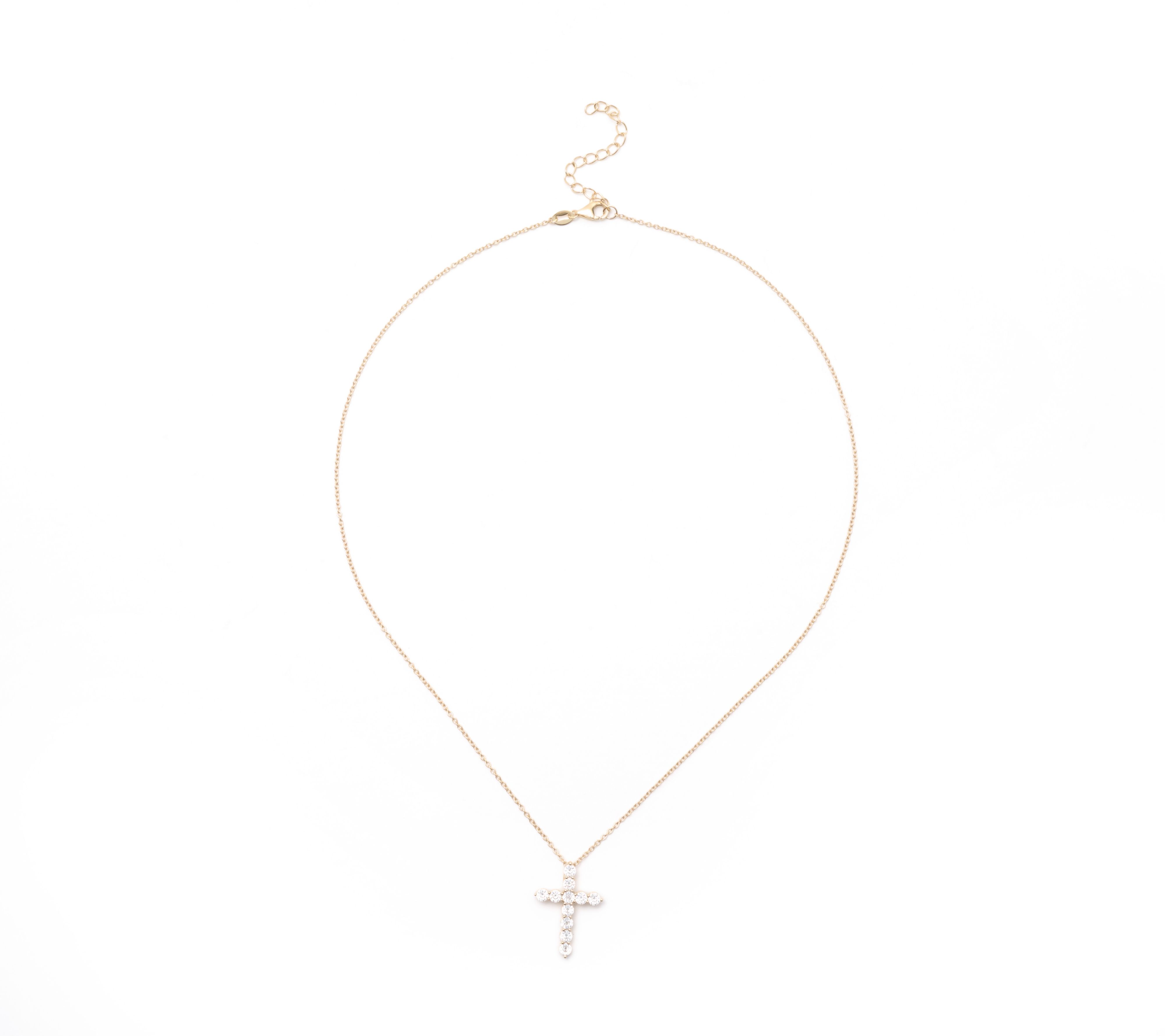 Diamonique Cross Necklace, Sterling Silver