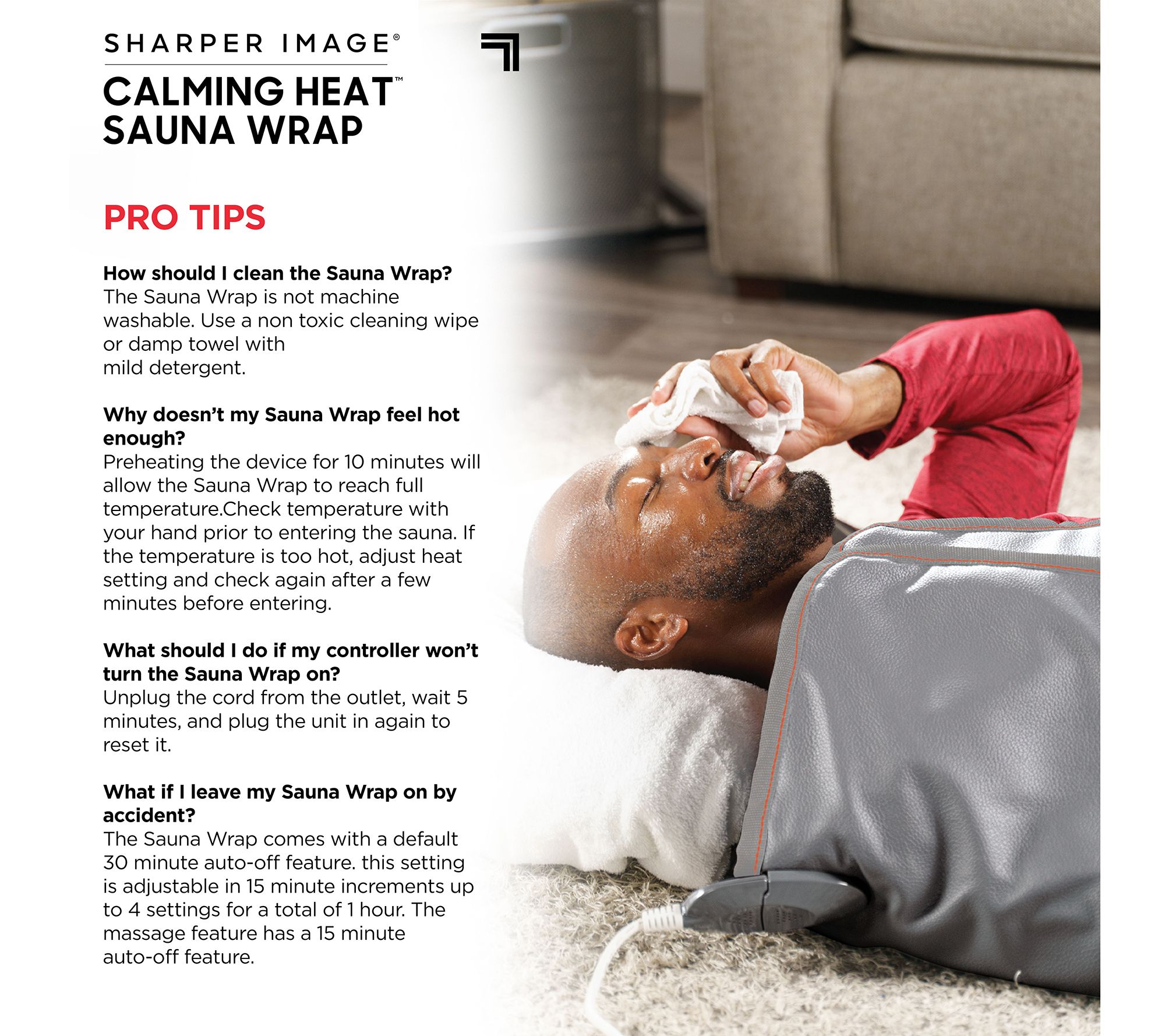 Sharper Image Calming Heat Sauna Wrap with Heat & Massage