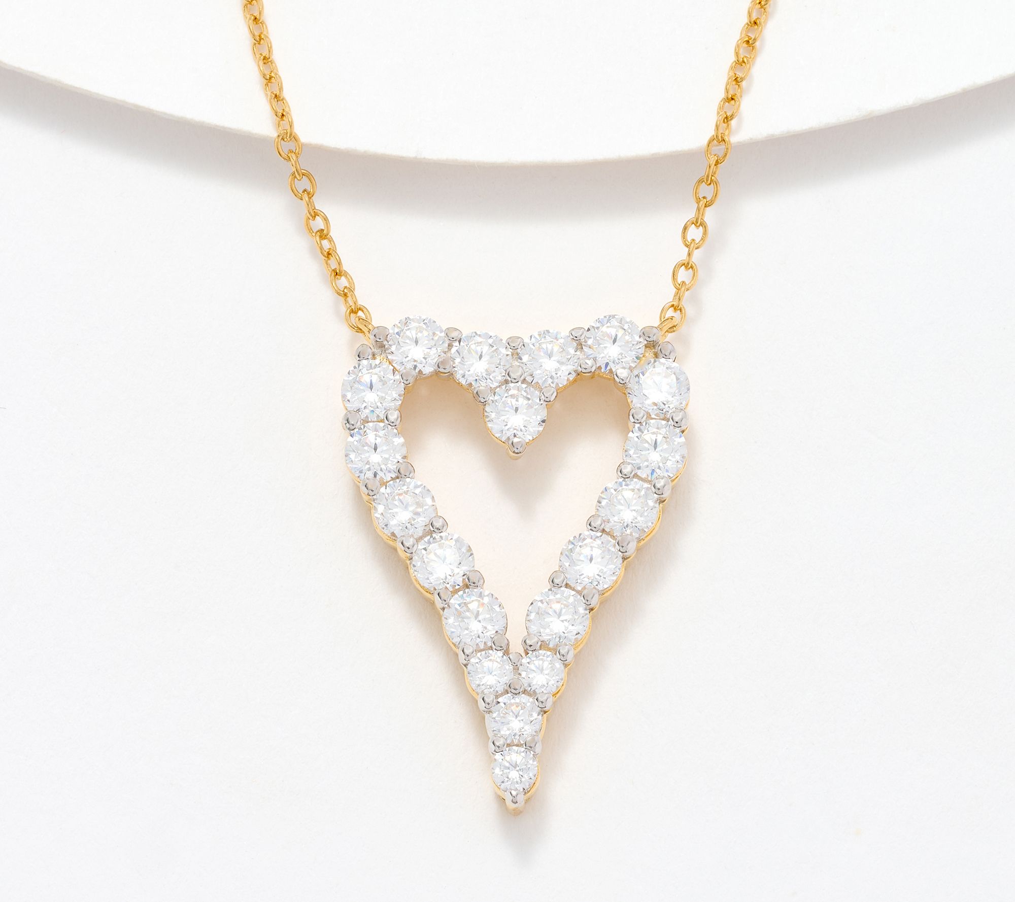 Diamonique x Jennifer Miller Signature Open Heart Necklace, Sterling Silver