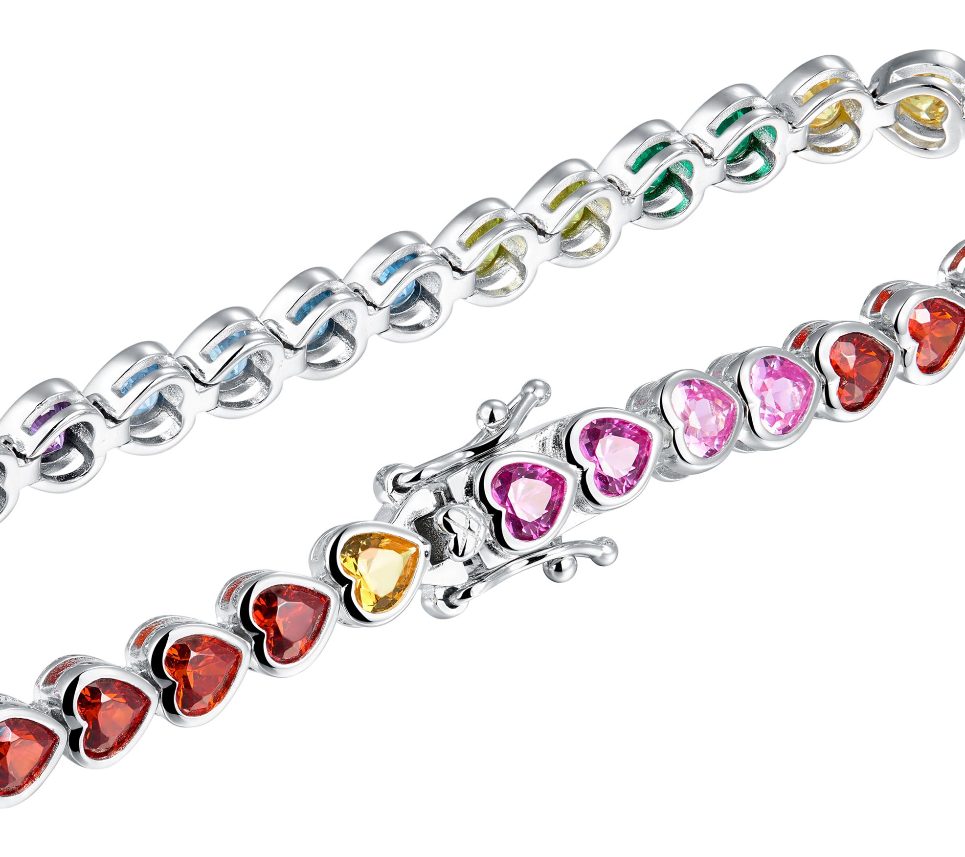 Diamonique Heart Cut Tennis Bracelet, SterlingSilver