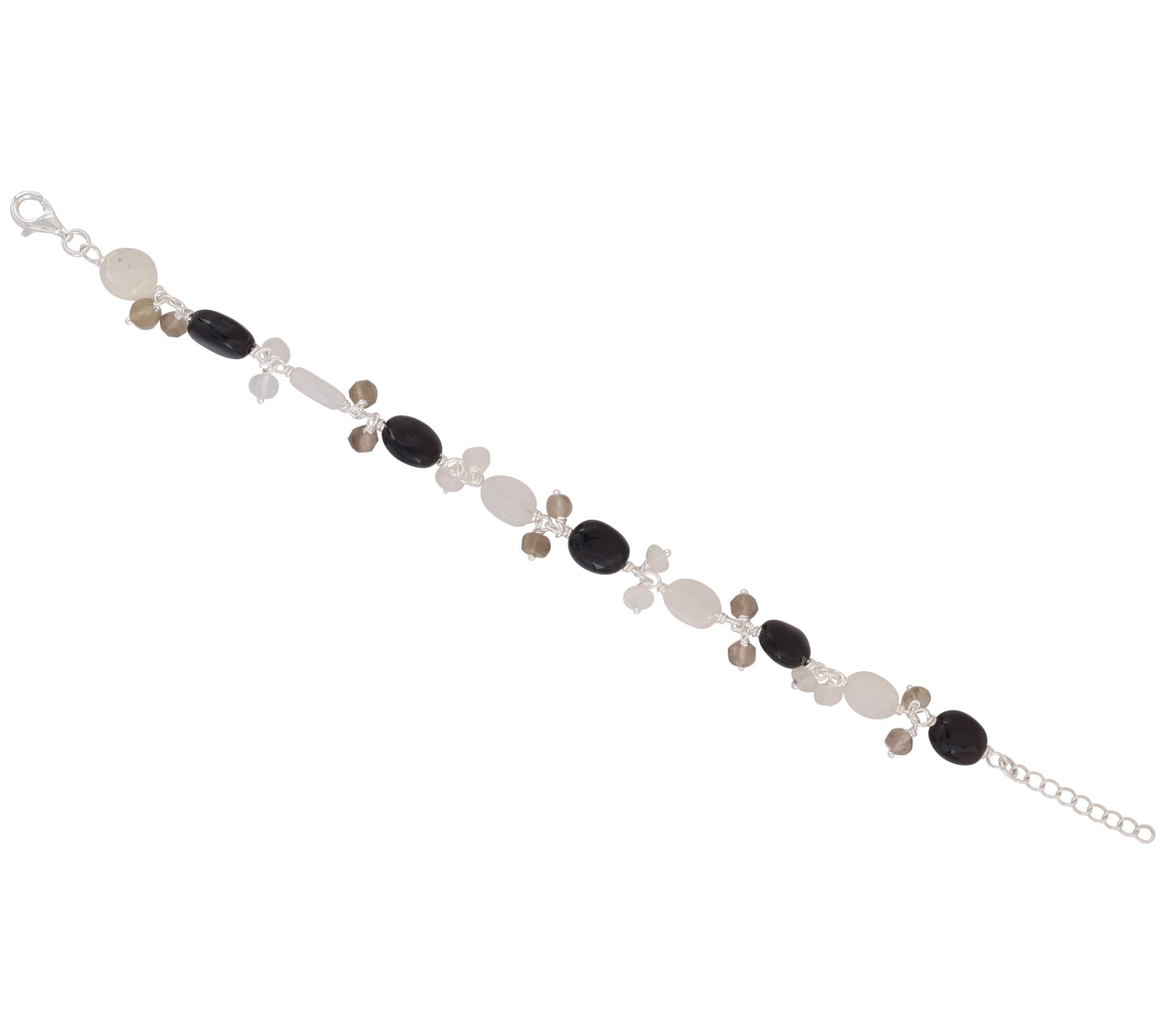 Sterling Silver Multi-Gemstone Beaded Bracelet