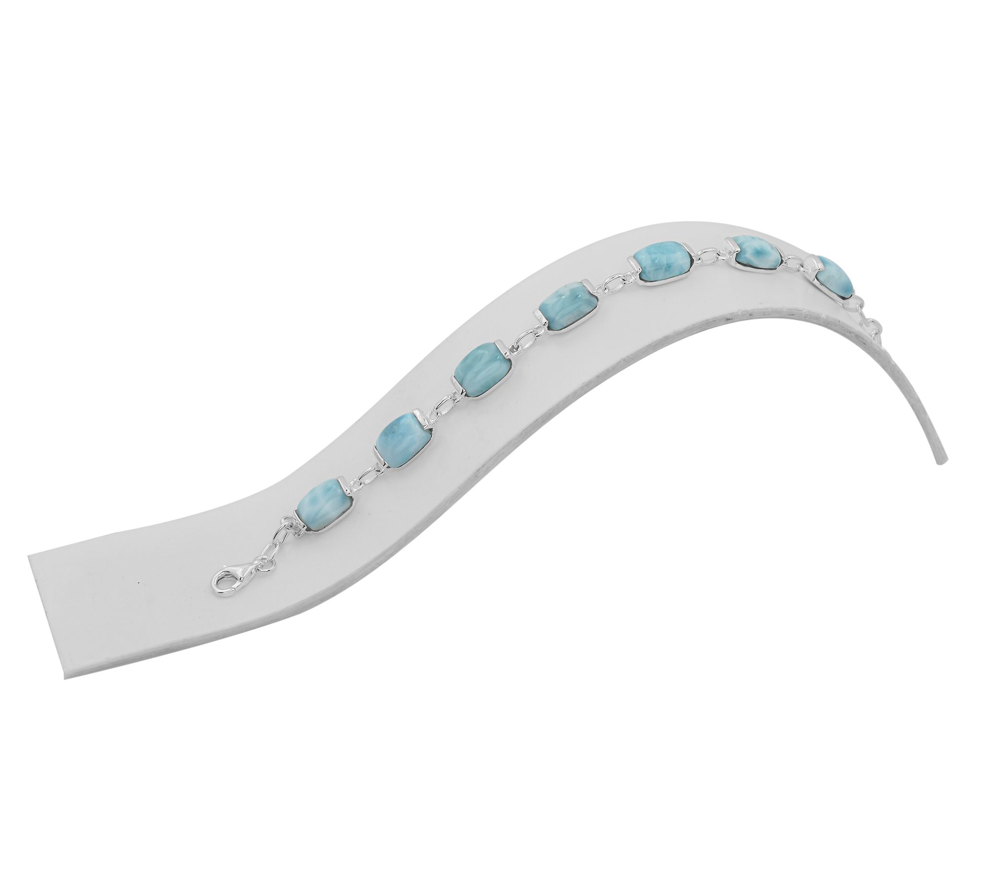 Affinity Gems Larimar High Polished Station Bracelet, Sterling