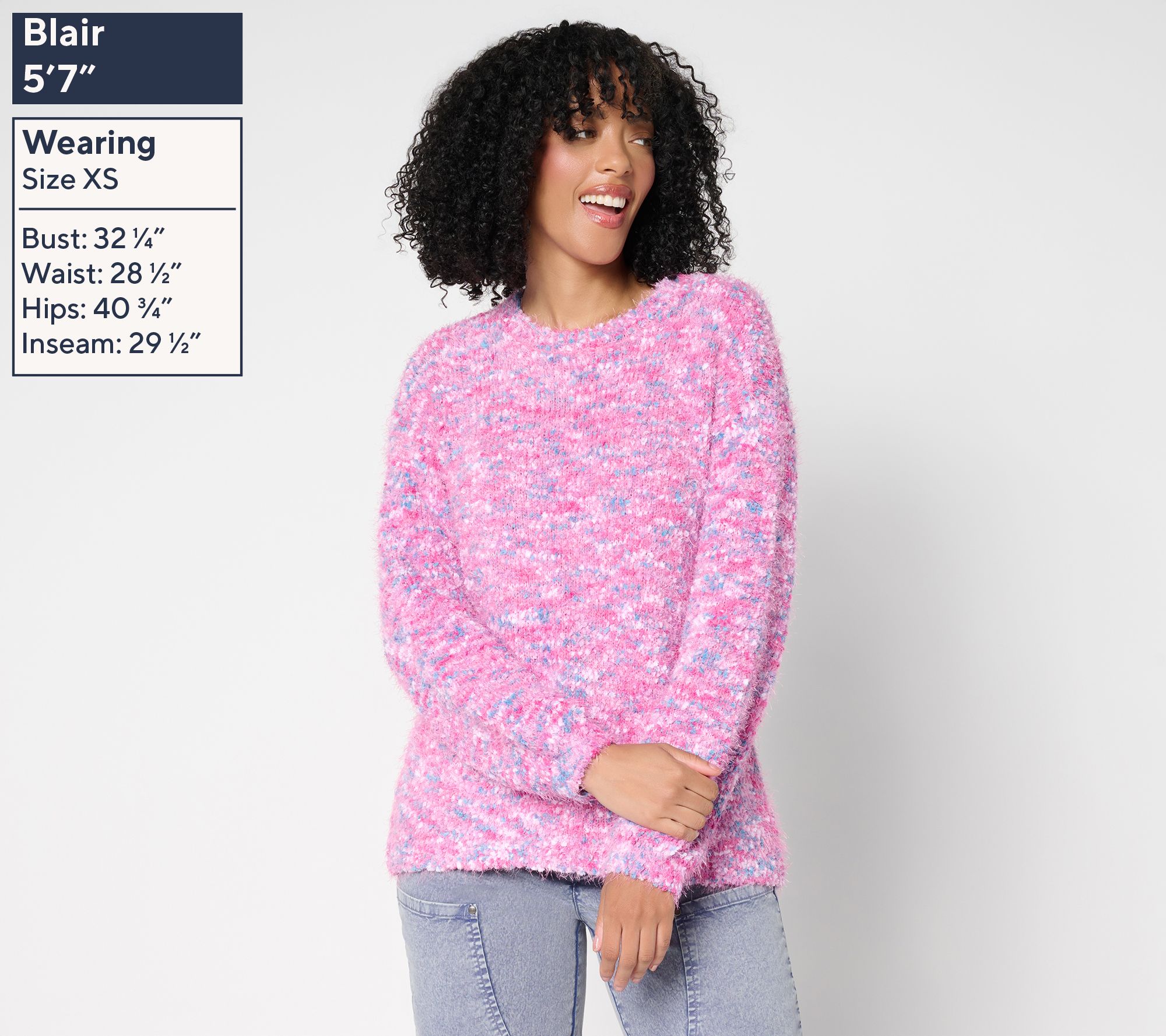 LOGO by Lori Goldstein Confetti Yarn High Low Hem Sweater