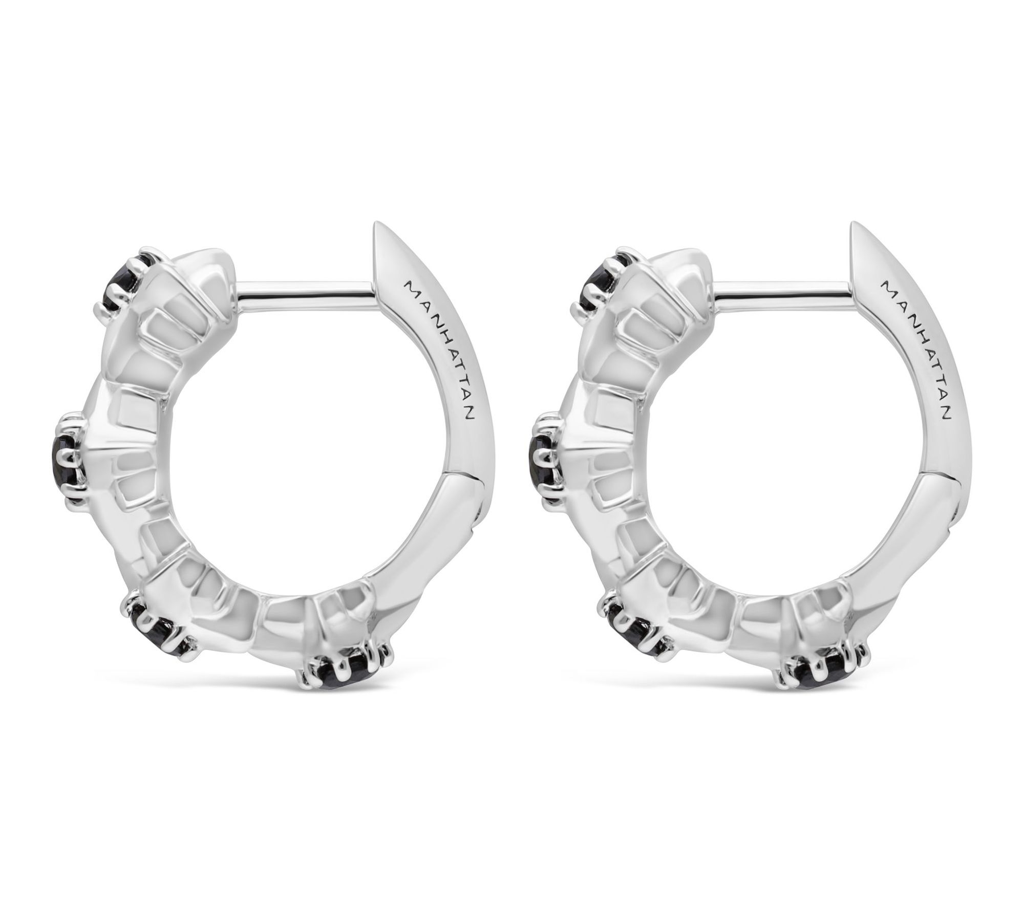 Margo Manhattan Sterling Black Spinel StarlightHoop Earrings