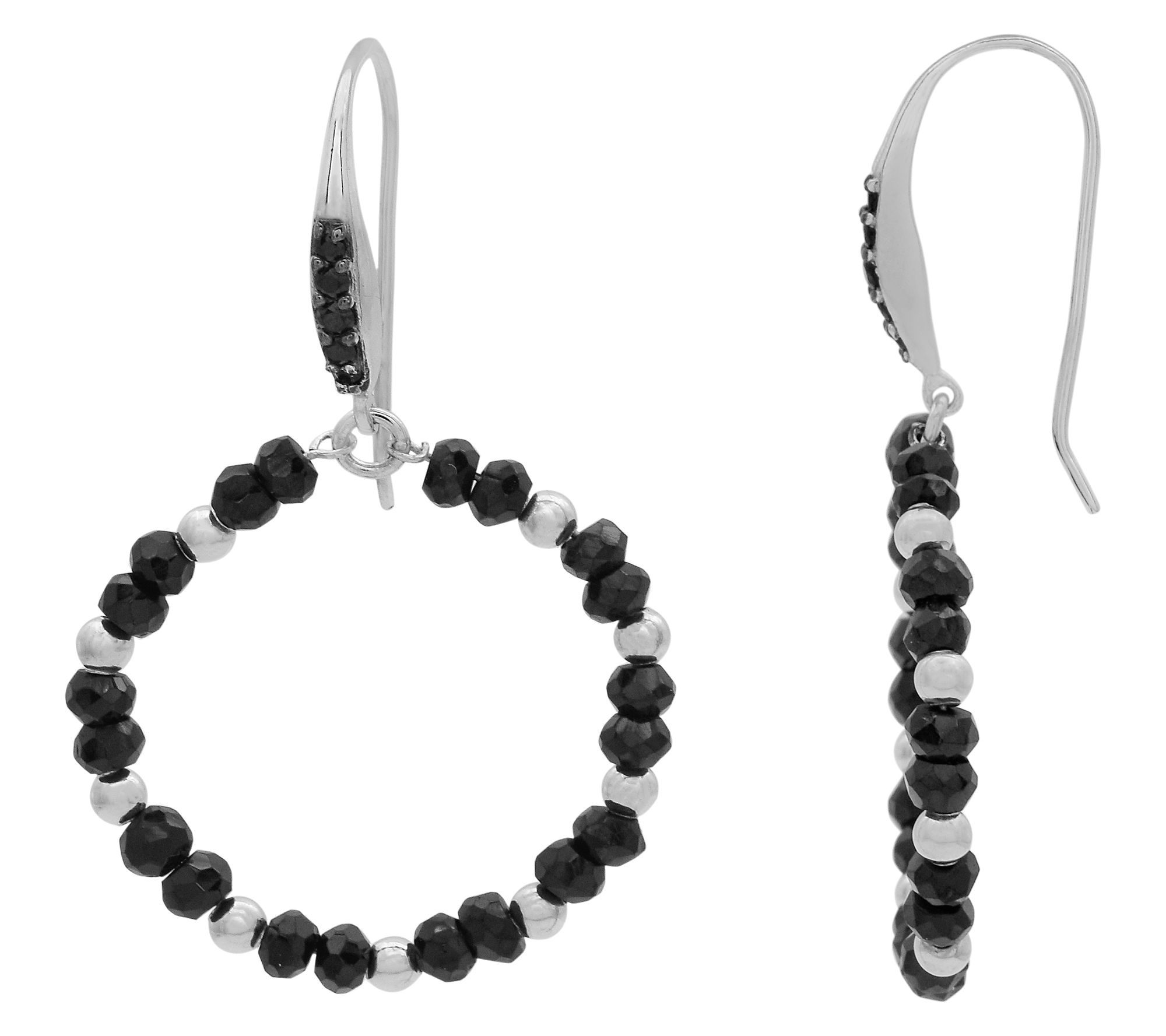 Affinity Gems Black Spinel Circle Earrings, Sterling
