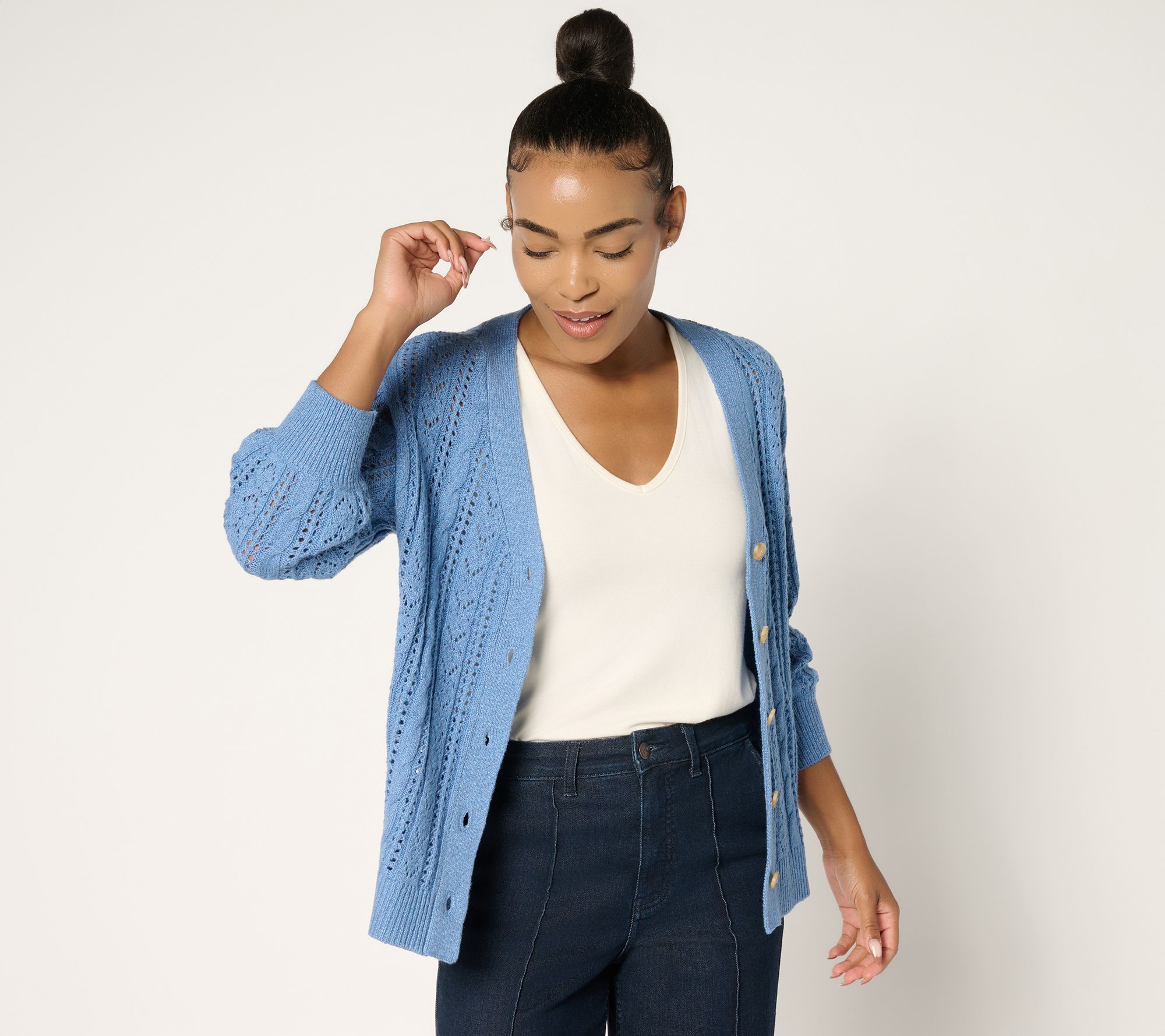 Ree by The Pioneer Woman Pointelle Sweater Cardigan