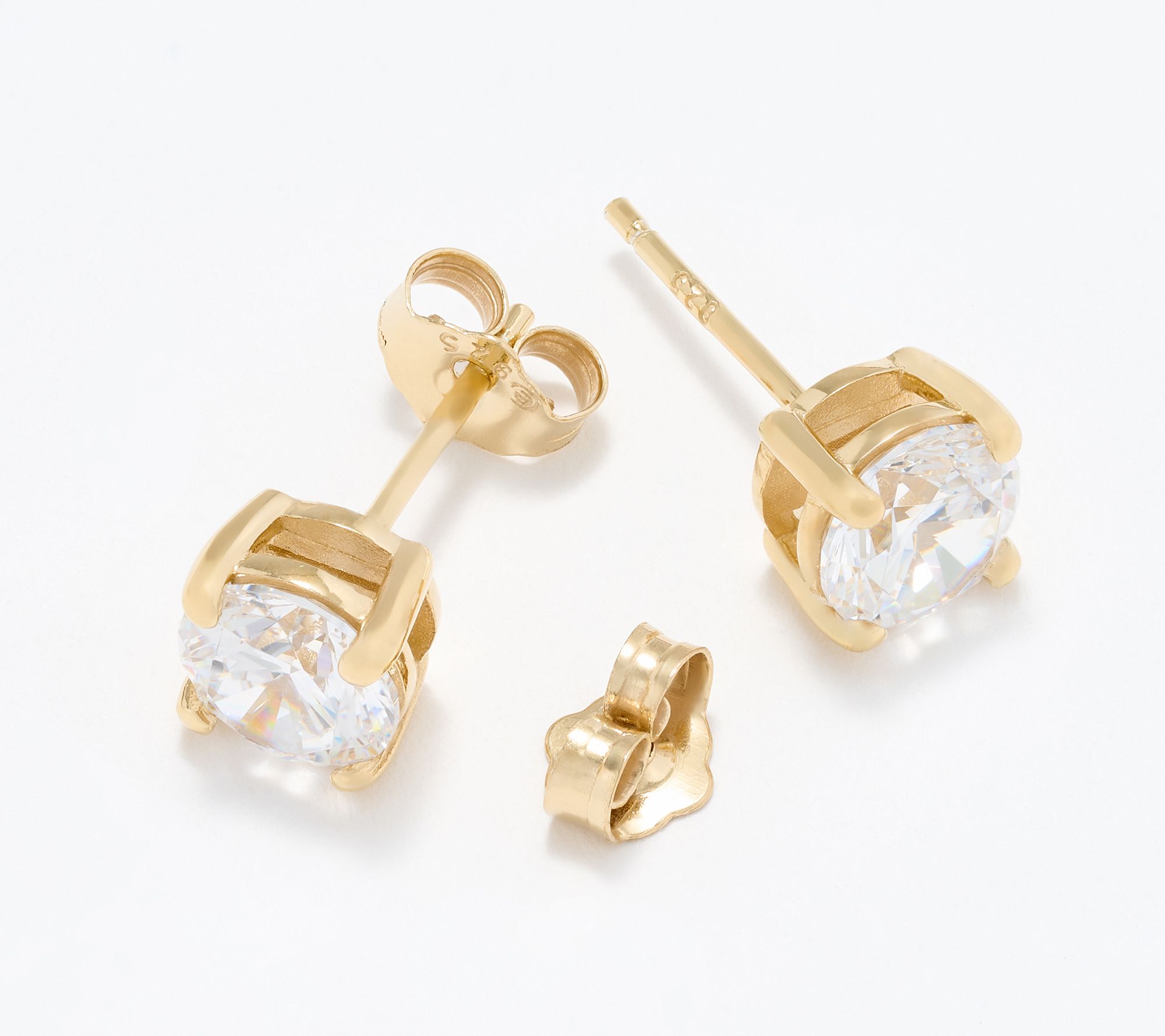 Diamonique Classics 2cttw Stud Earrings, 14K Plated