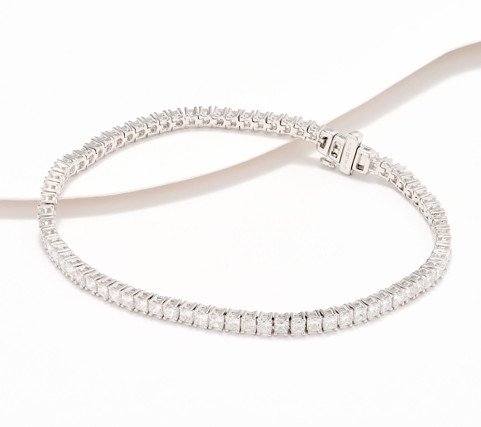 Fire Light Lab Grown Diamond 5 cttw Princess Cut Tennis Bracelet, 14K