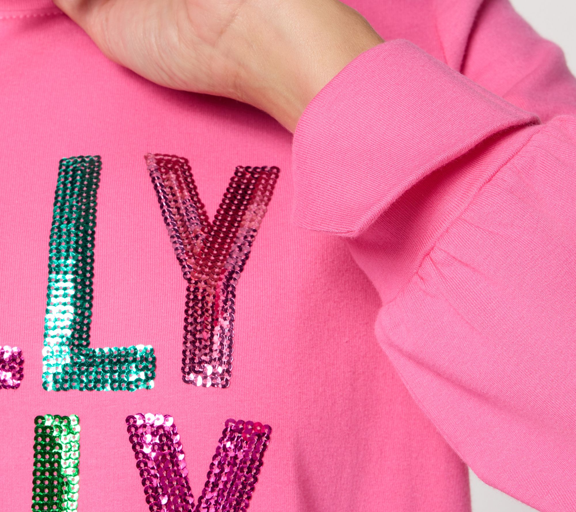 Jingle Belles by Kim Gravel Sequin Holly Jolly Knit Top