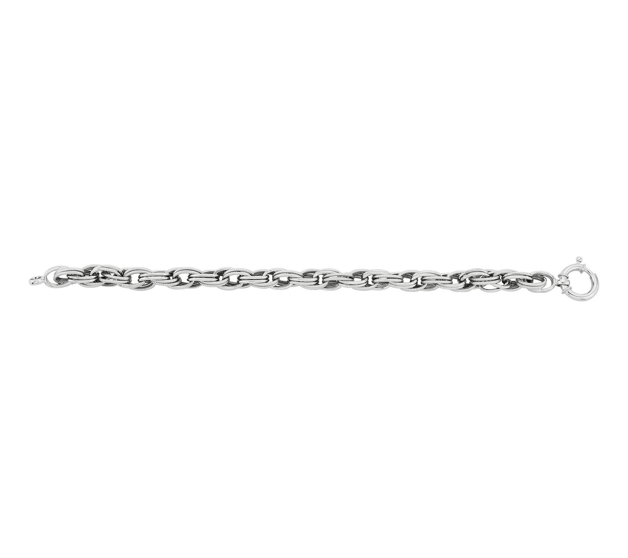 Silver Style Interlocked Oval Link Bracelet, Sterling
