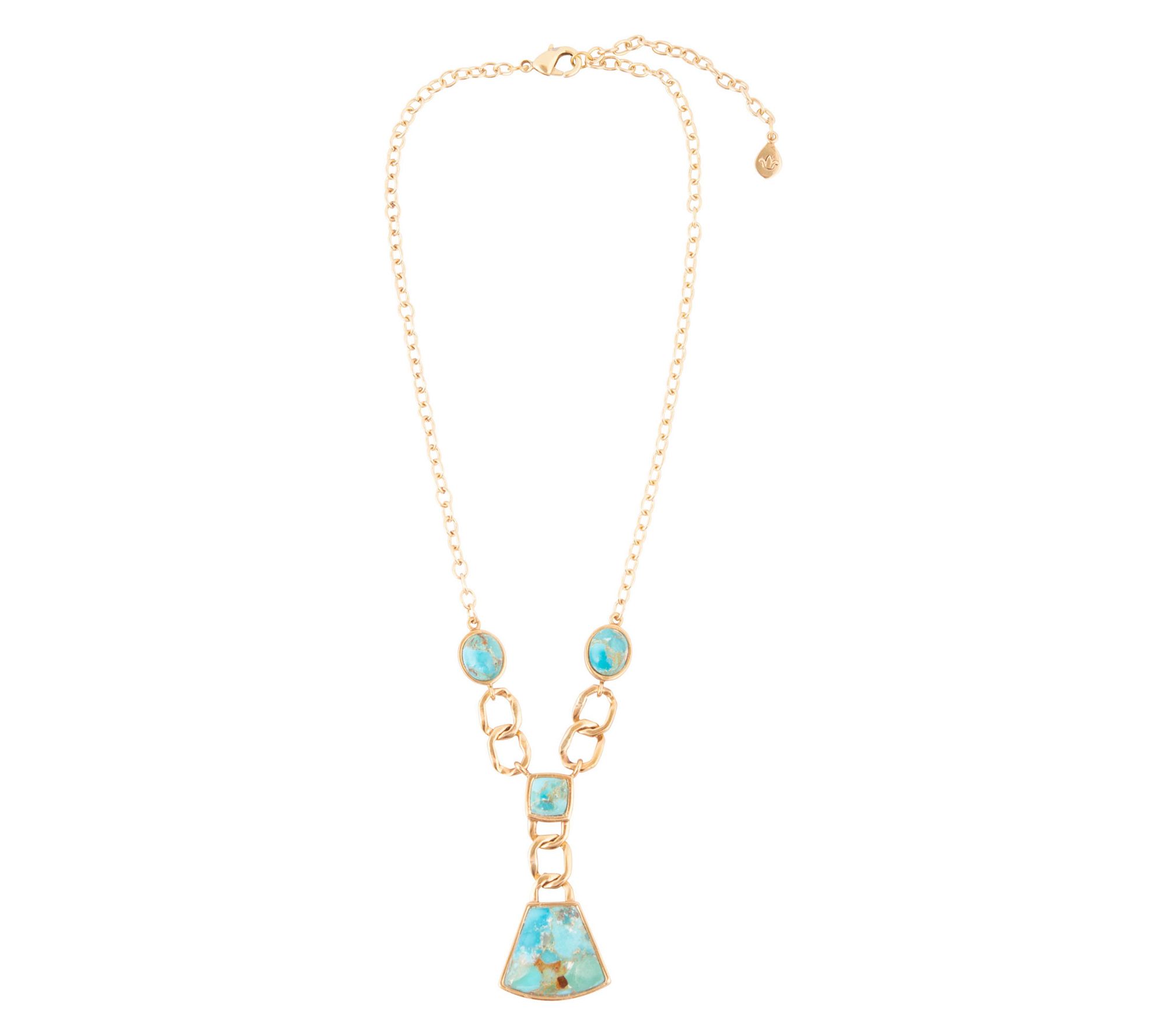 Barse Artisan Crafted Bronze Athena Turquoise YNecklace