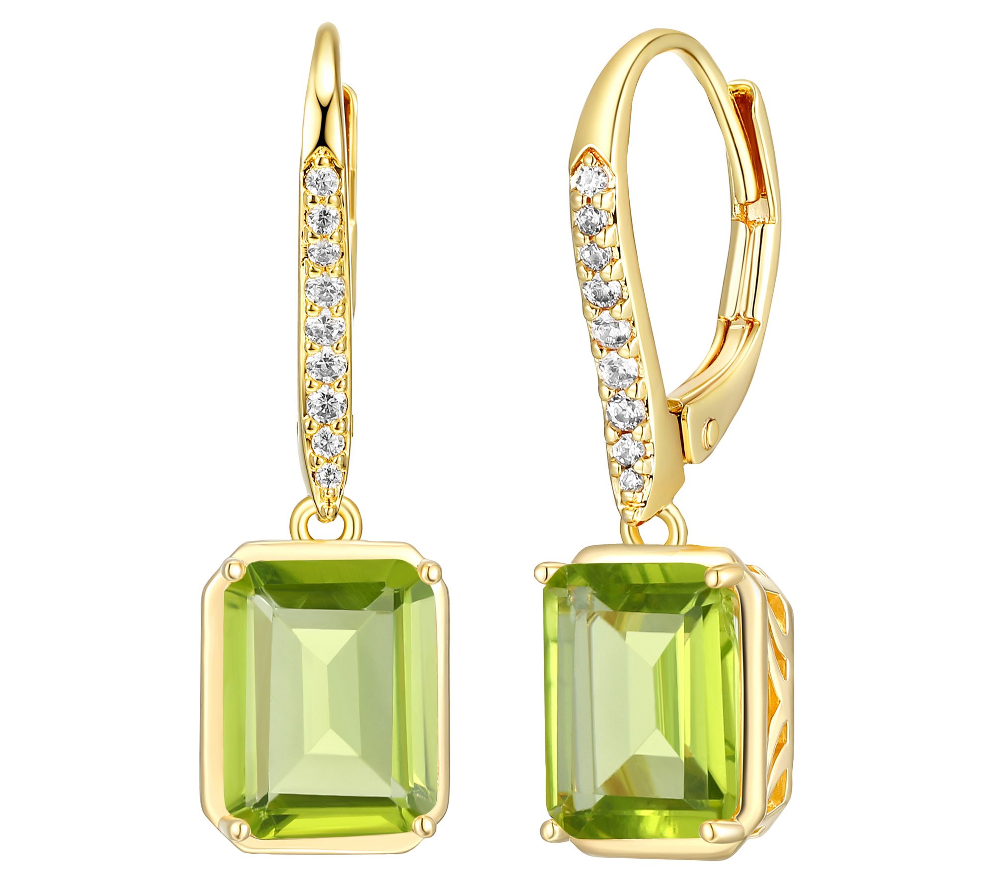 Affinity Gems Peridot & White Topaz Earrings, 18K Gold Plated