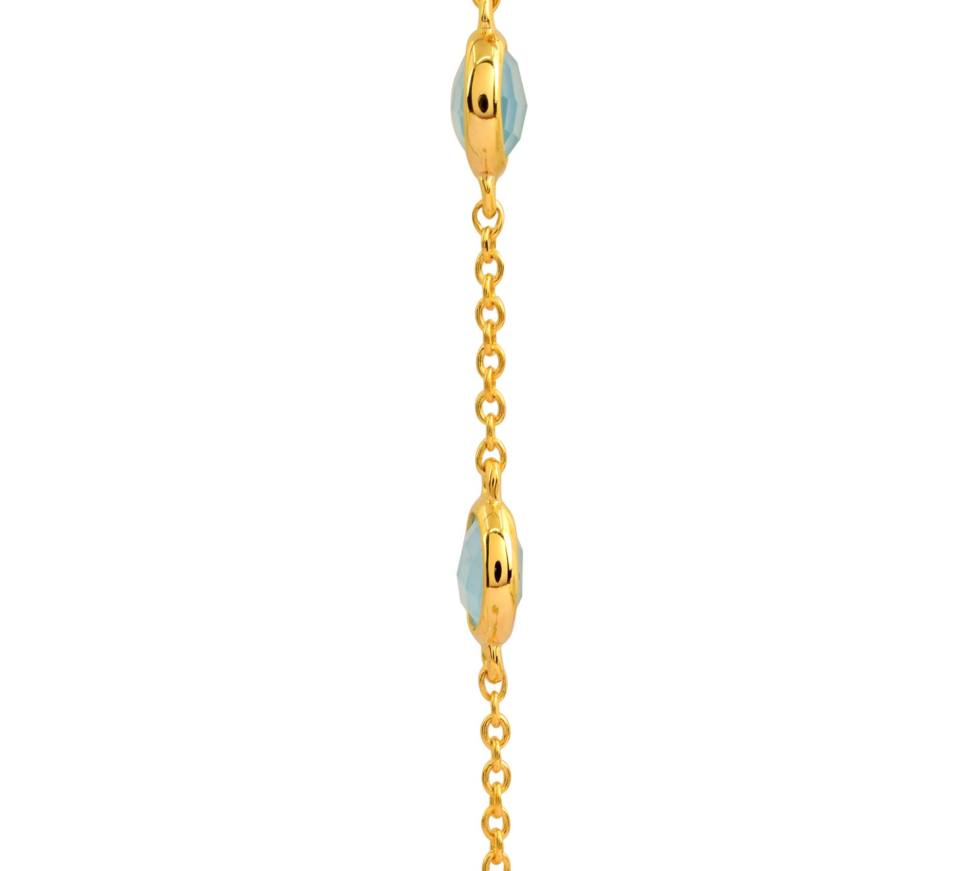 Affinity Gems Blue Chalcedony Bracelet, 14K Gold Plated