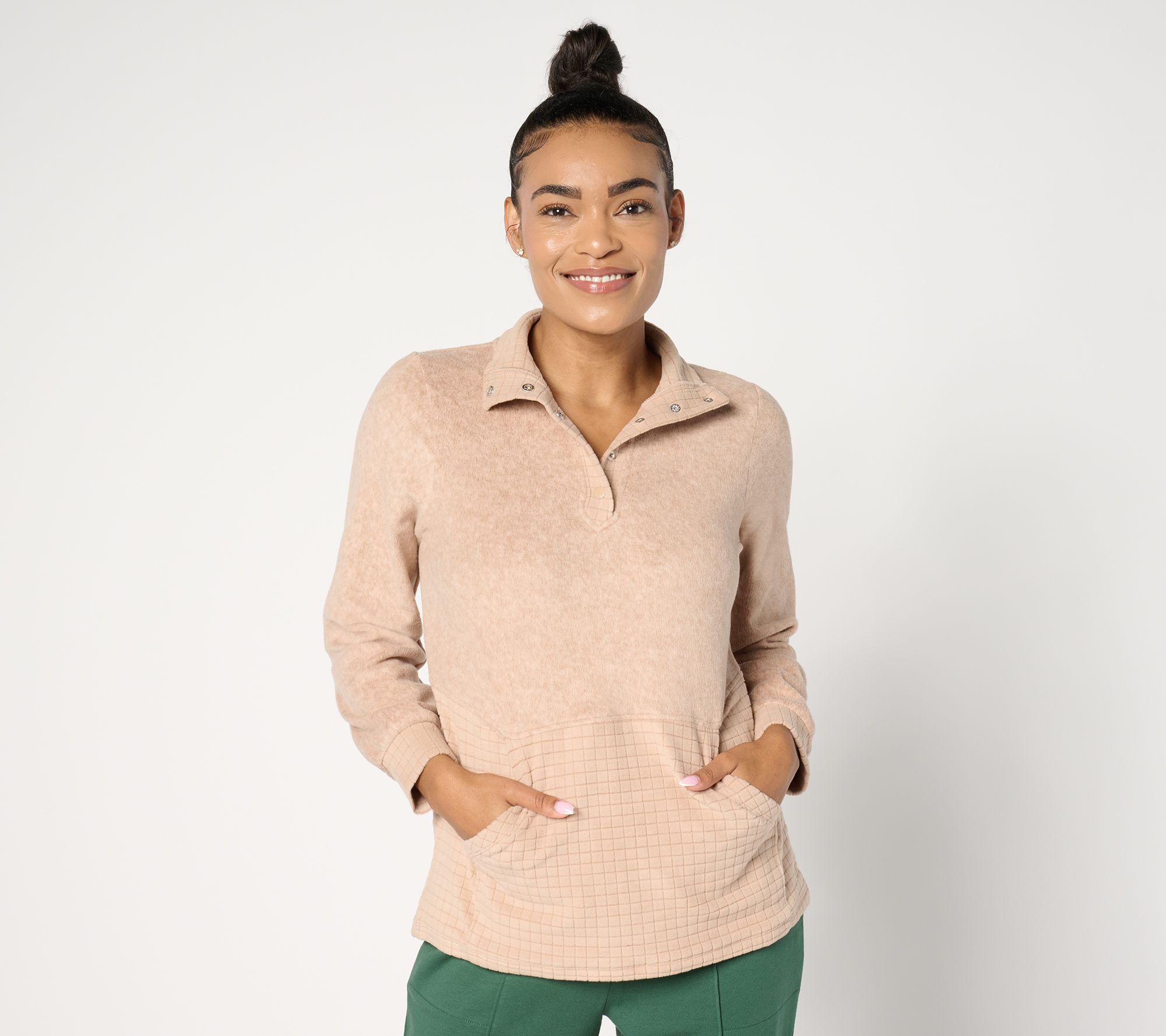 Cuddl Duds Fleecewear with Stretch Snap Front Pullover