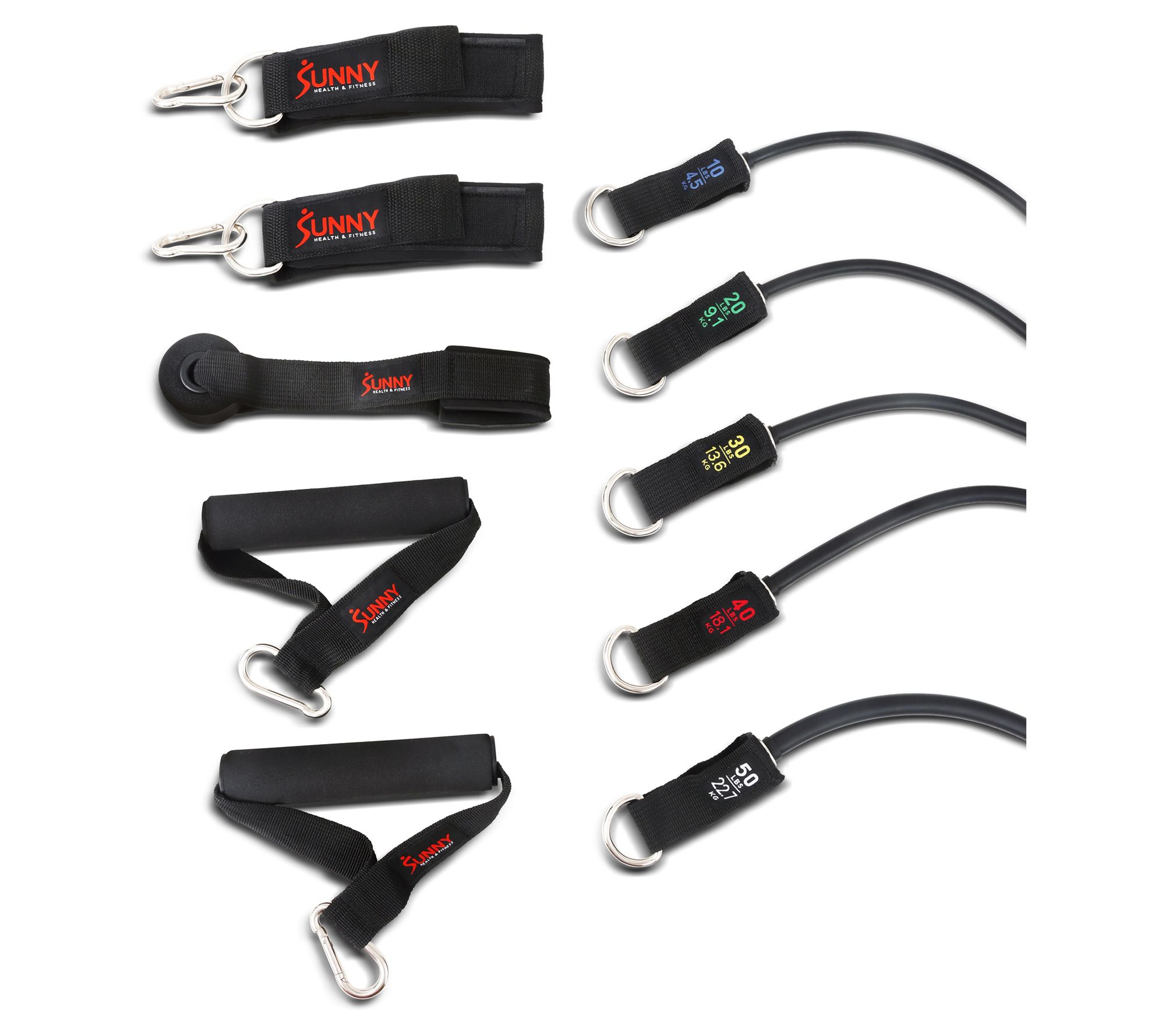 Sunny Health Fitness Resistance Elastic Tube Set