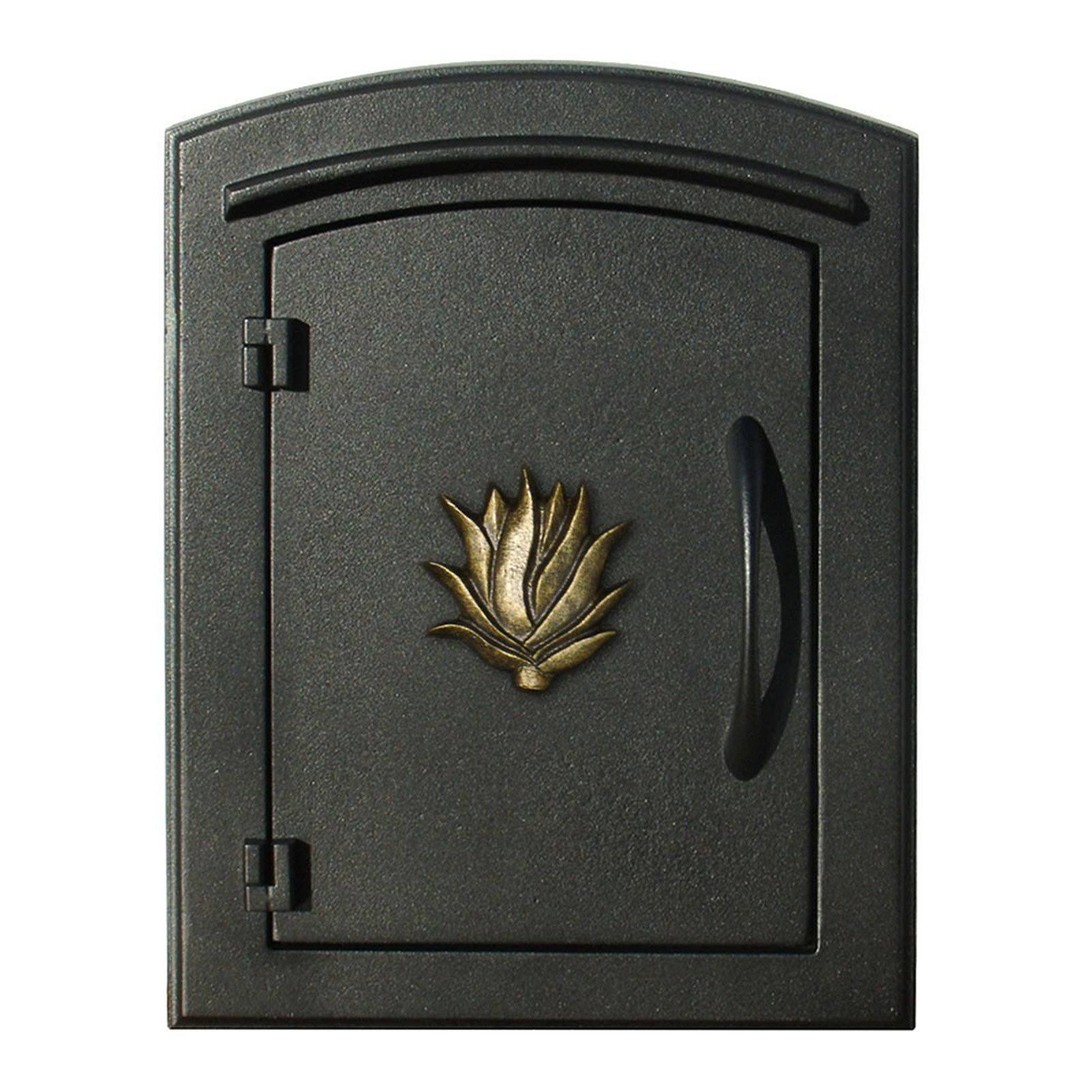 Qualarc MAN-1406-BL Manchester Non-Locking Column Mount Mailbox with Decorative Agave Logo in Black