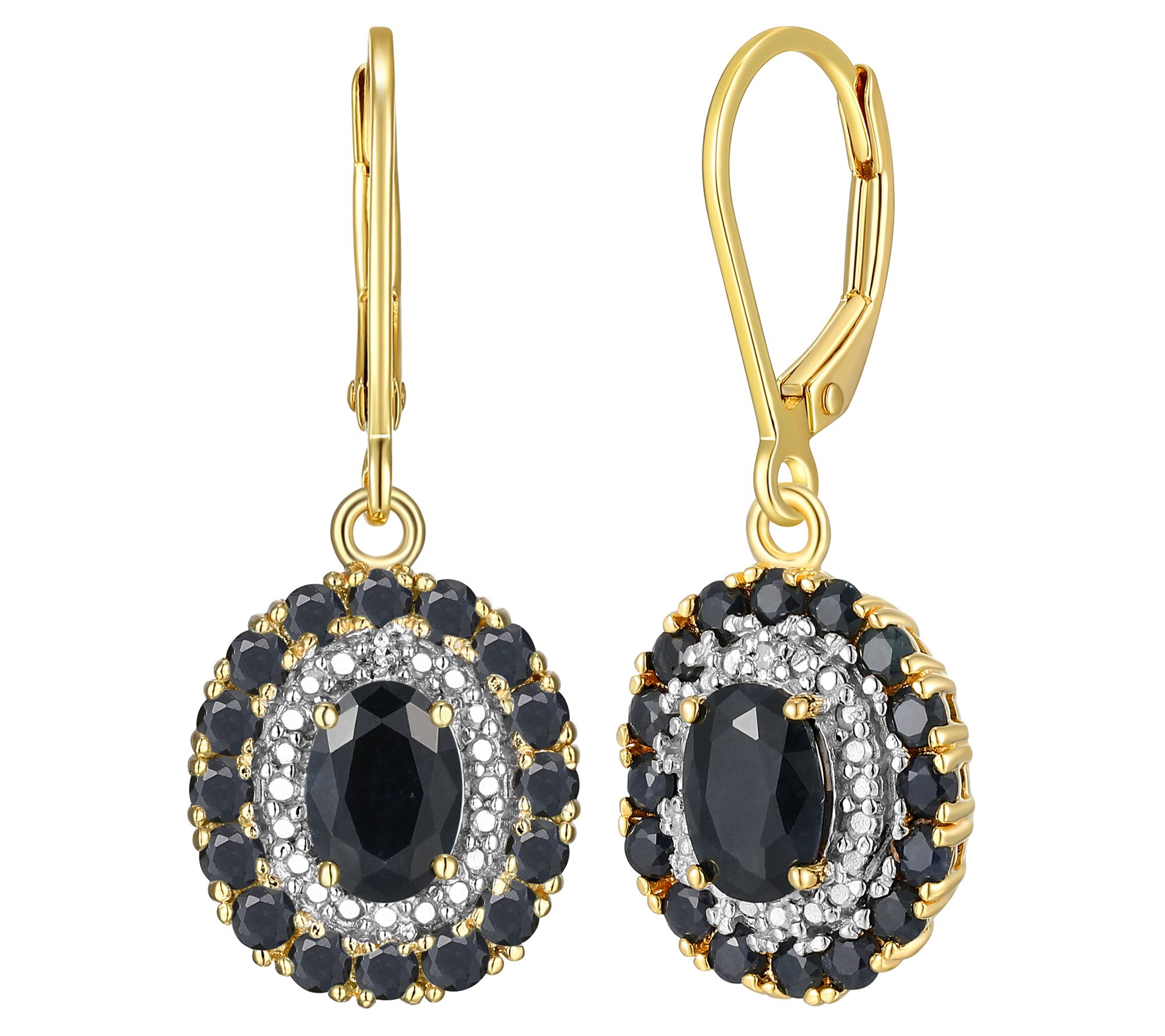 Affinity Gems Black Sapphire & Diamond Earrings, 18K Plated