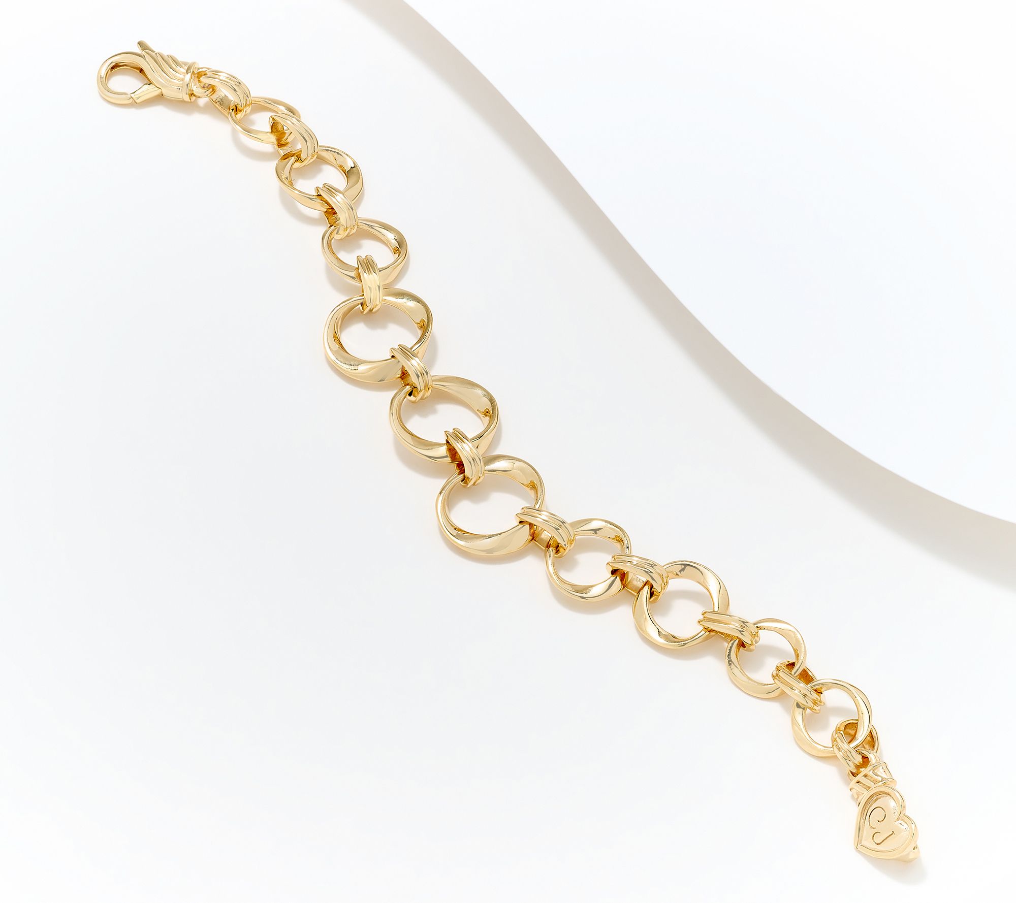 Christian James by Scott Grimes 14K Clad Ripple Circle Link Bracelet, 15.0g