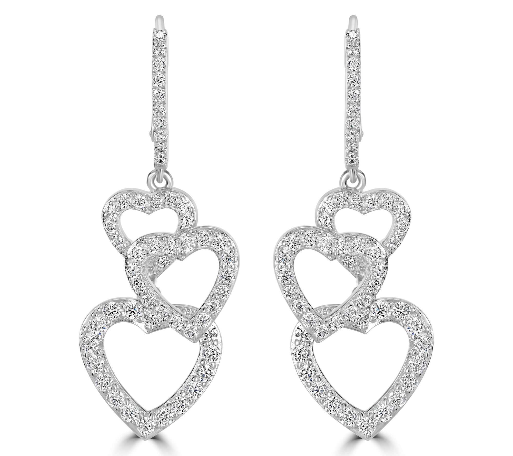 Diamonique x Kathy Levine Hearty Party Drop Earrings, Sterling