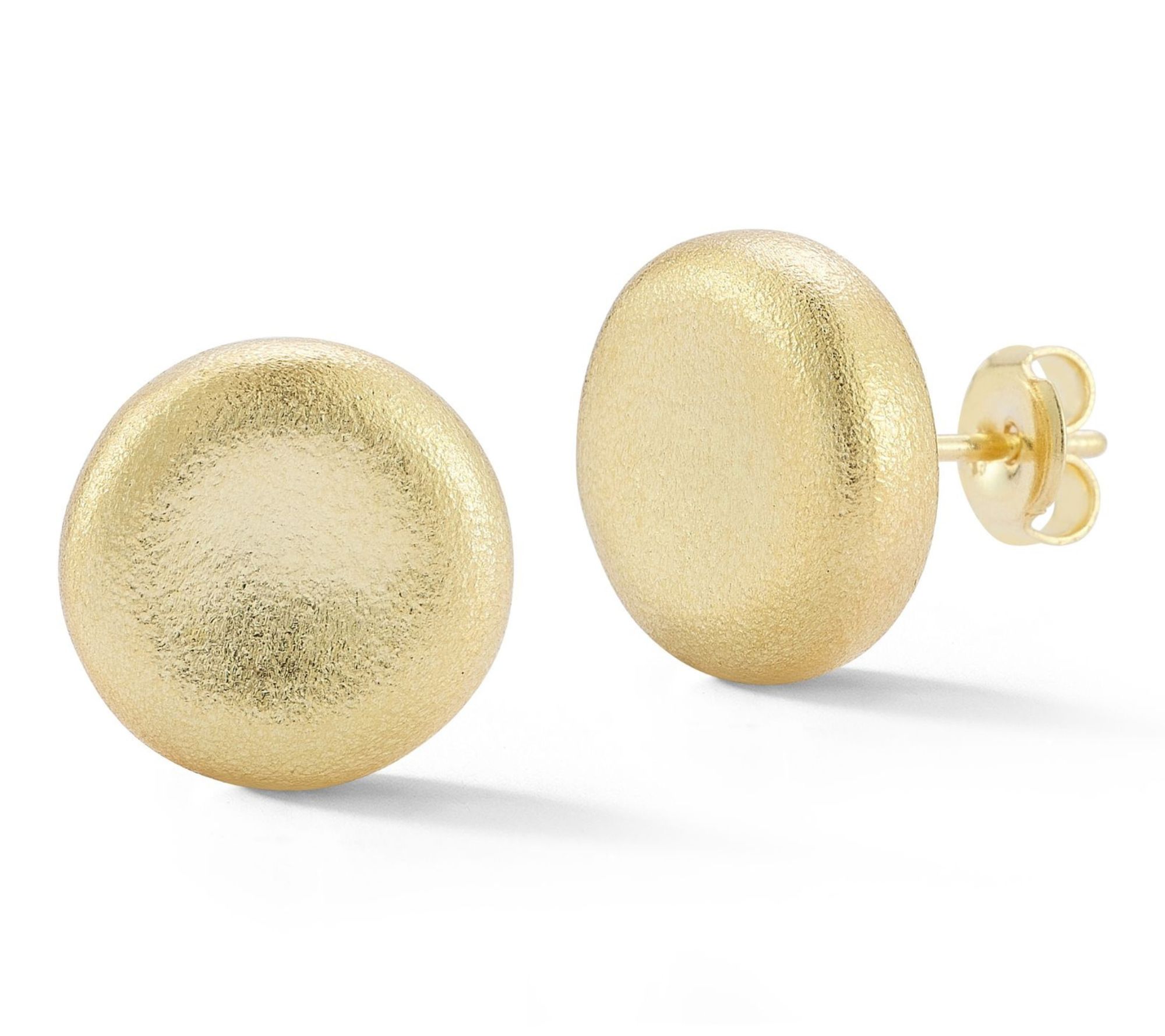 Sterlina Silver Satin Button Stud Earrings, Sterling