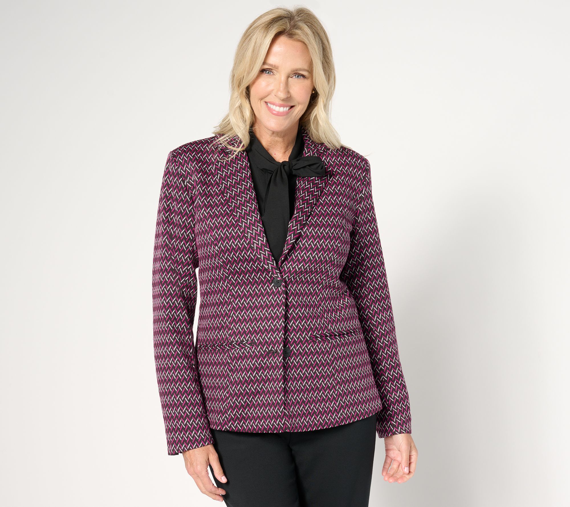 by Stacy London Patterned Knit Jacquard Blazer