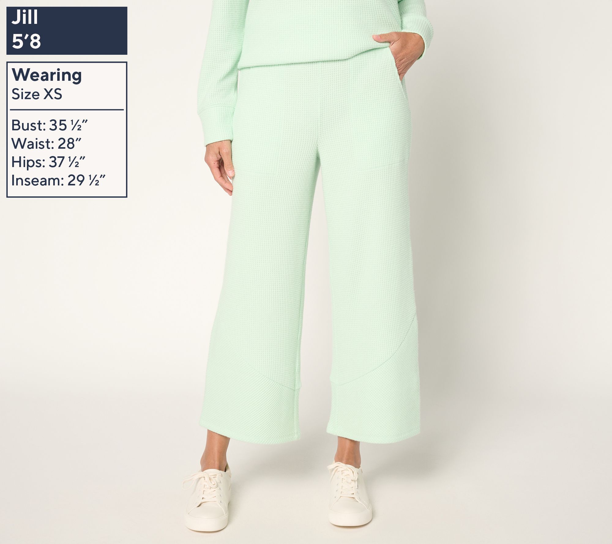 AnyBody Regular Brushed Waffle Asymmetrical Seam Wide Leg Pants