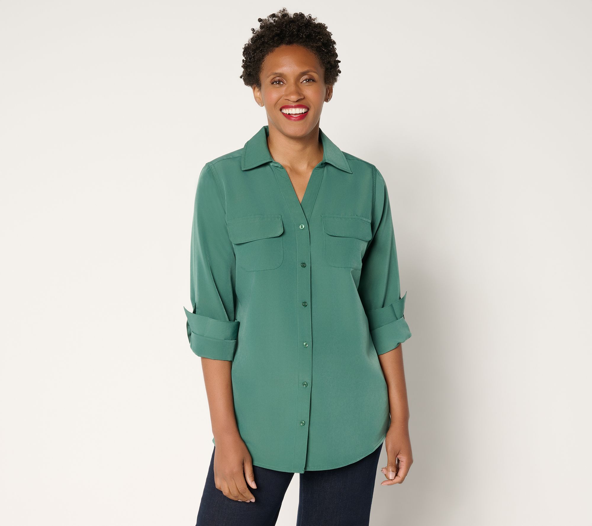 Denim & Co. Essentials Original Button Front Utility Tunic