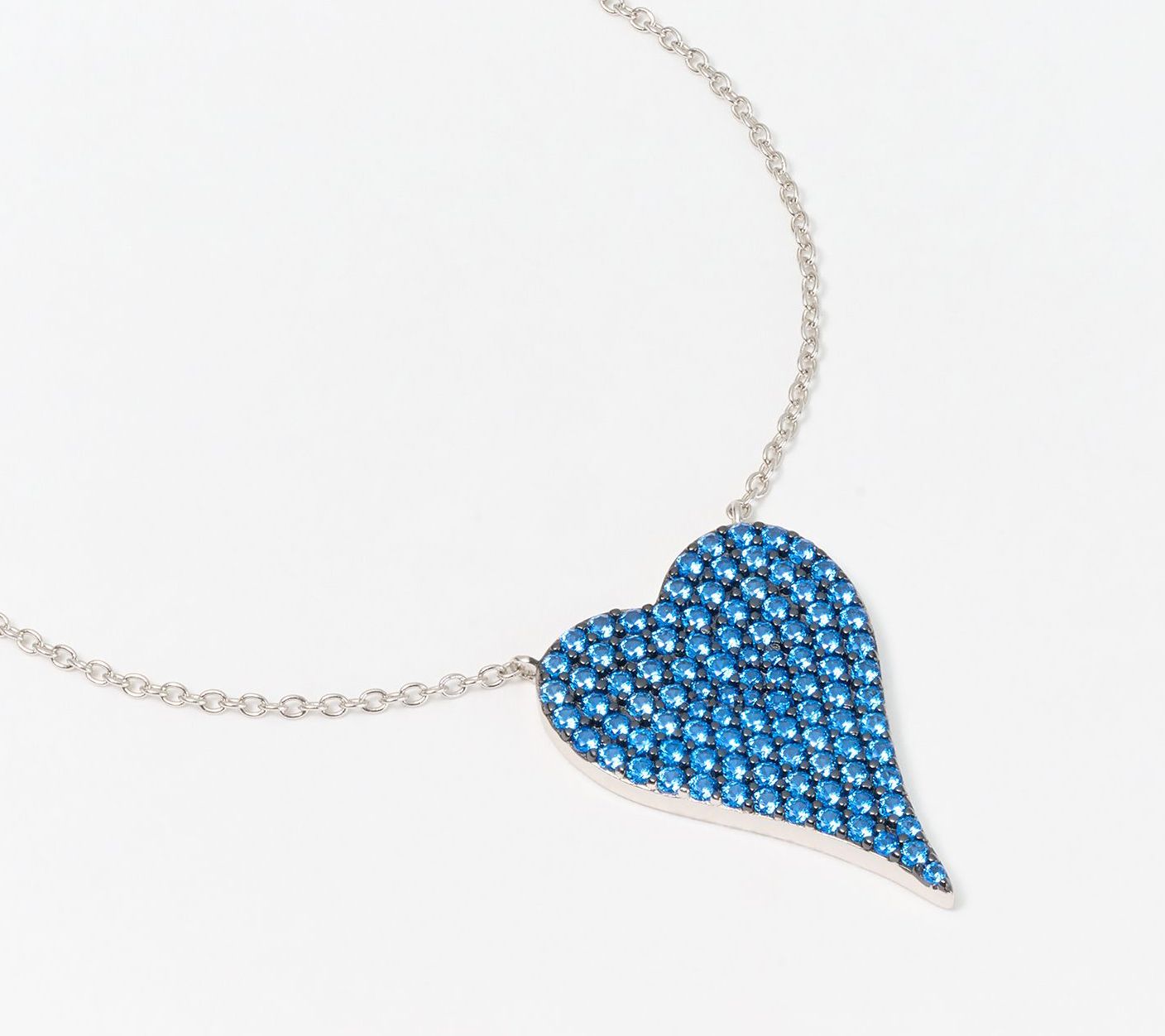 Diamonique x Jennifer Miller Signature Boxed Pave Heart, Necklace, Sterl
