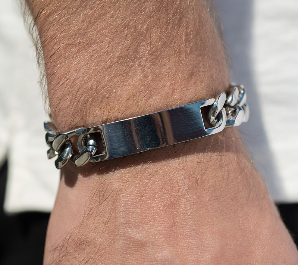 Steel by Design Men's Cuban Lin k ID Bracelet