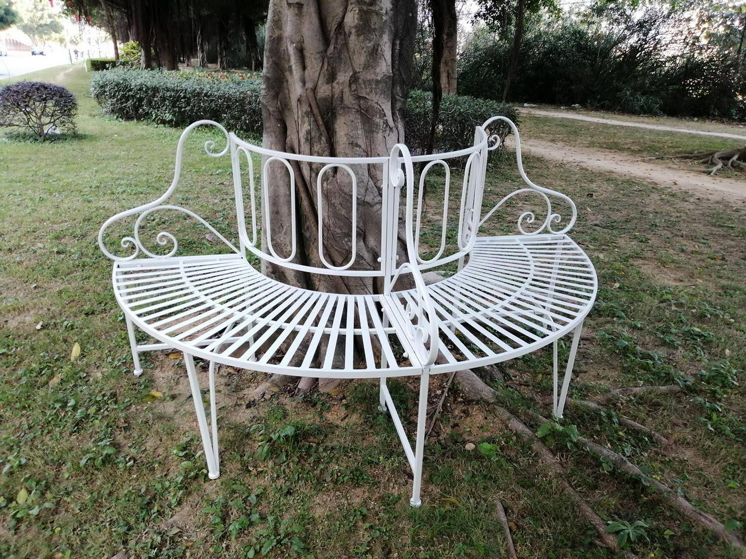 Hi-Line Gift Ltd. White Metal Tree Garden Bench