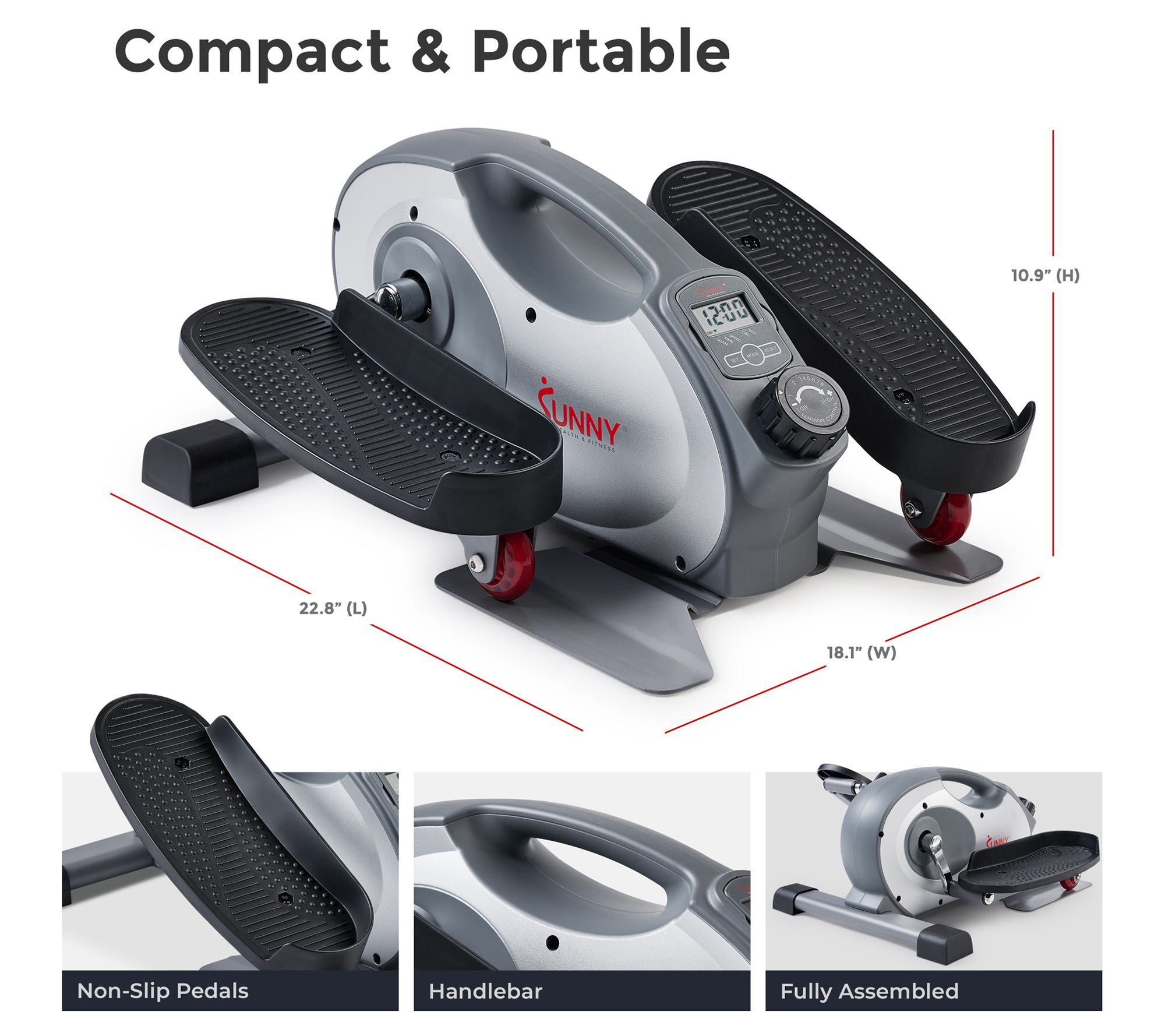 Sunny Fitness Smart Portable Magnetic Under Desk Elliptical