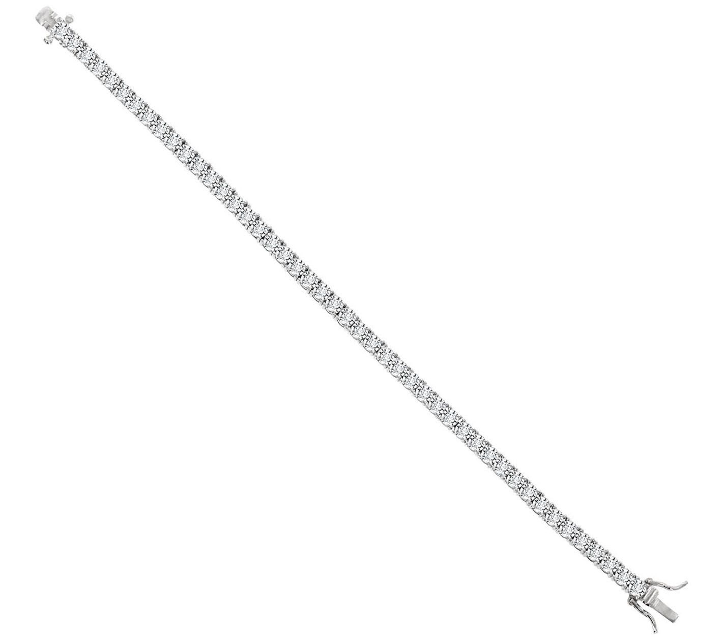 Diamonique Round Prong Set Tennis Bracelet, Platinum Clad