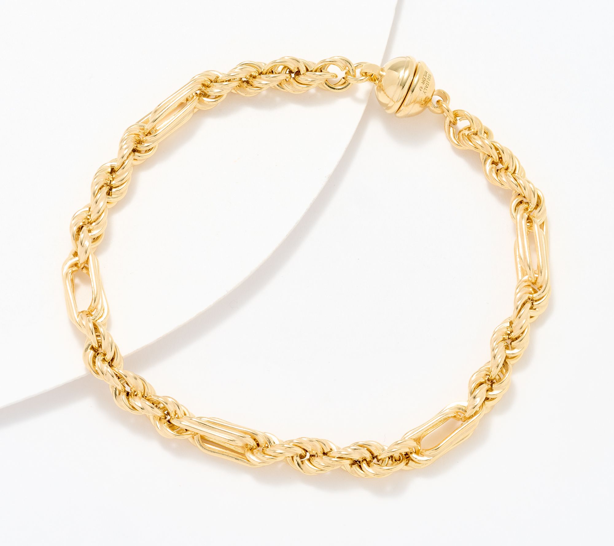 UltraFine 950 Silver Figarope Chain Magnetic Clasp Bracelet