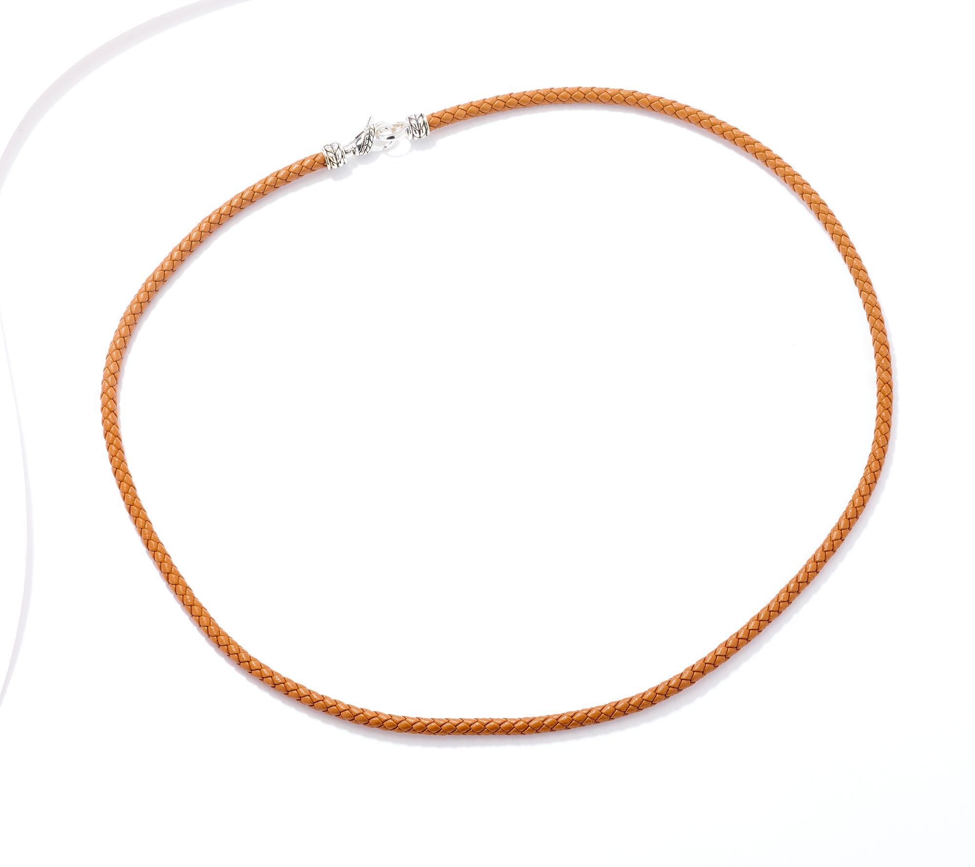 JAI Sterling Silver Braided Genuine Leather 22