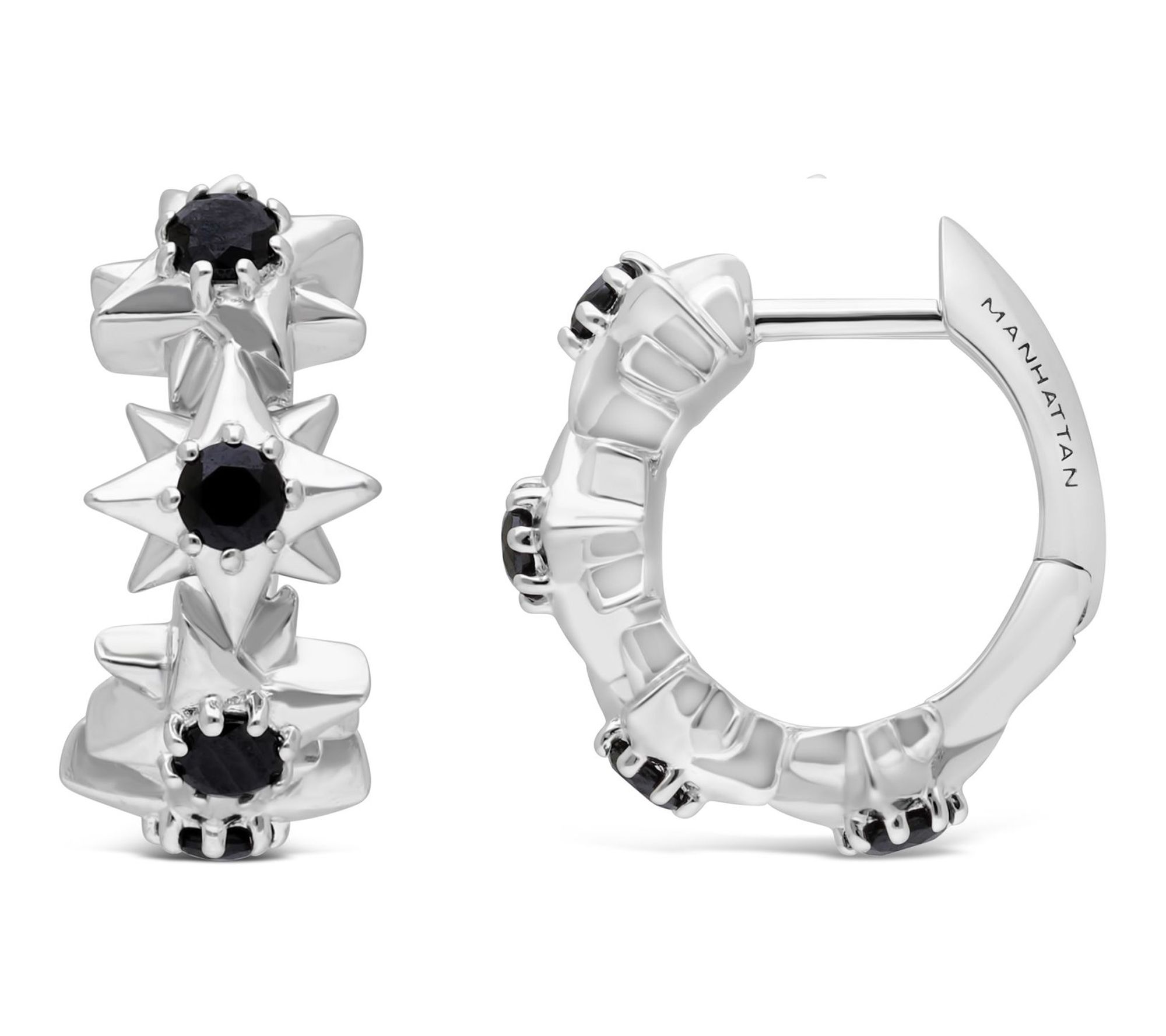 Margo Manhattan Sterling Black Spinel StarlightHoop Earrings
