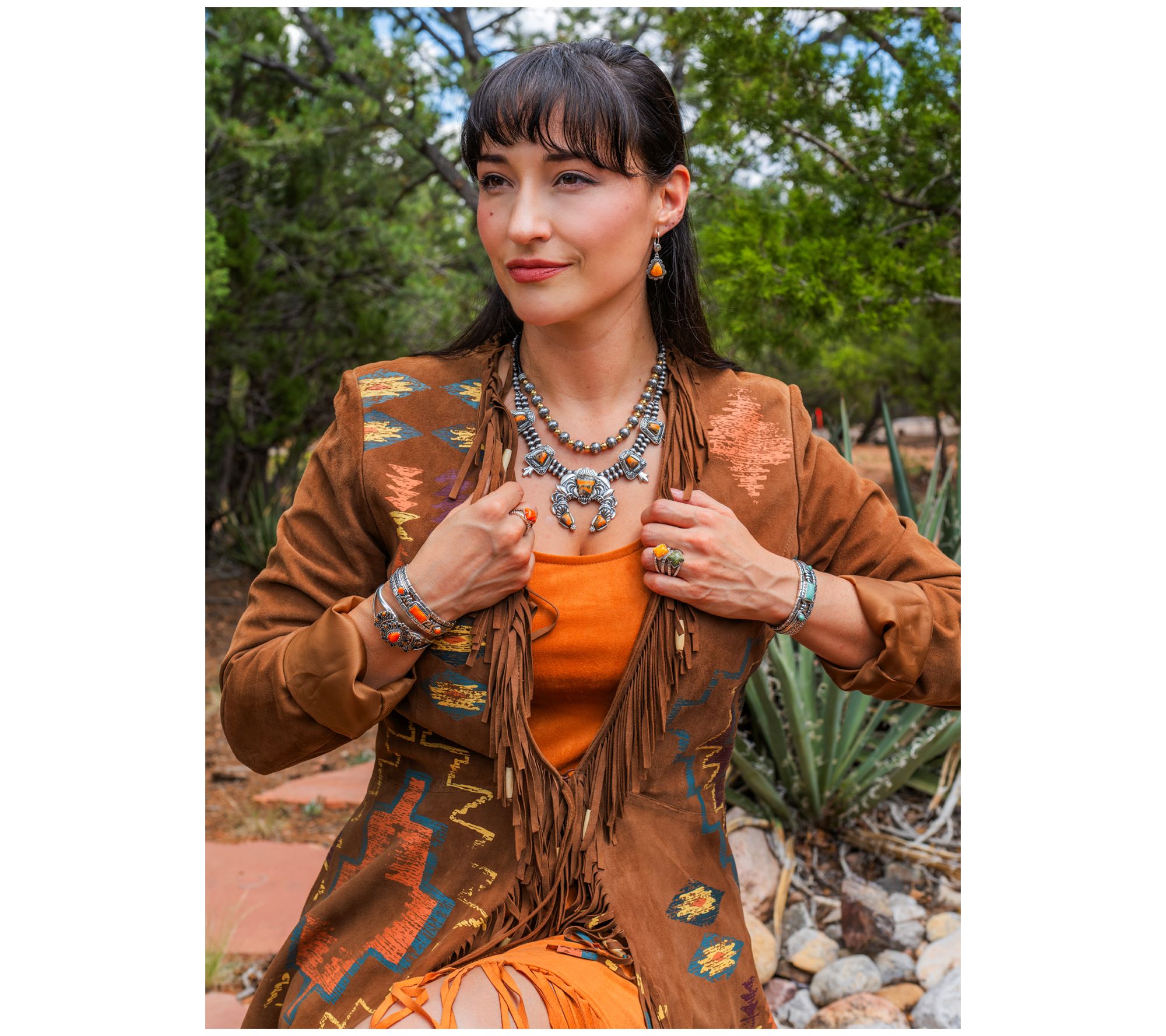 American West Sterling Silver Triangle Gemstone & ScallopEarrings