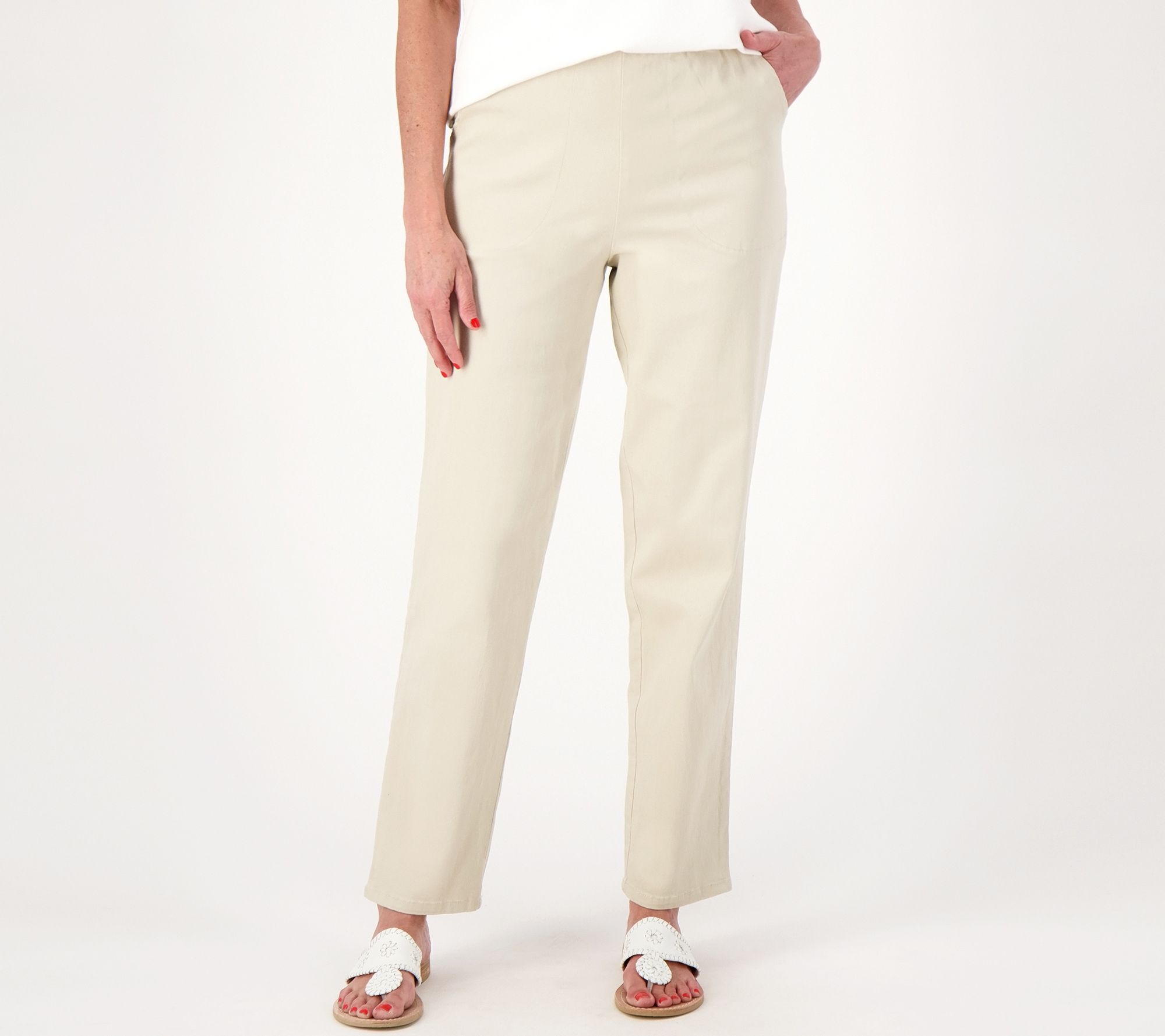 Denim & Co. Original Waist Stretch Regular Side Pocket Pant-Core