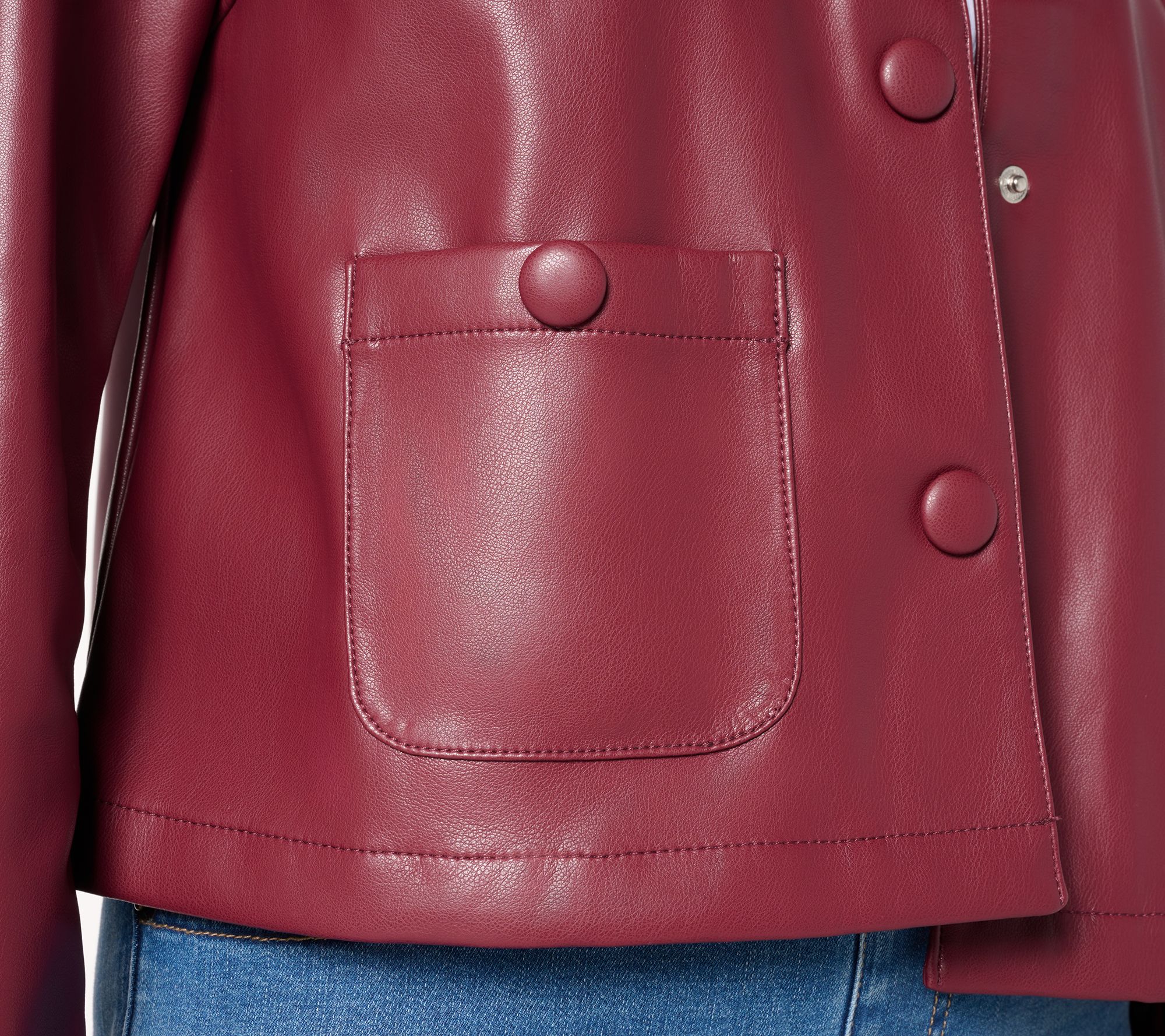 Studio Park x Sandra Bennett Faux Leather Snap Front Jacket