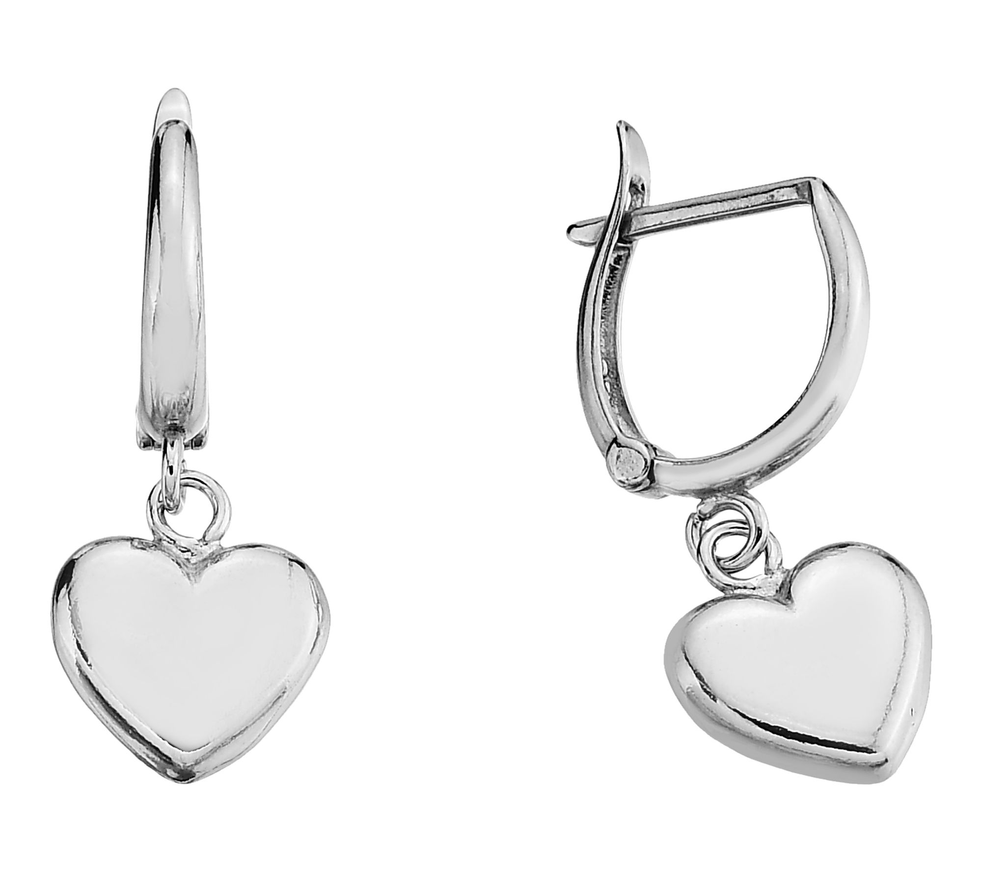 Silver Style Heart Hoop Drop Earrings, Sterling