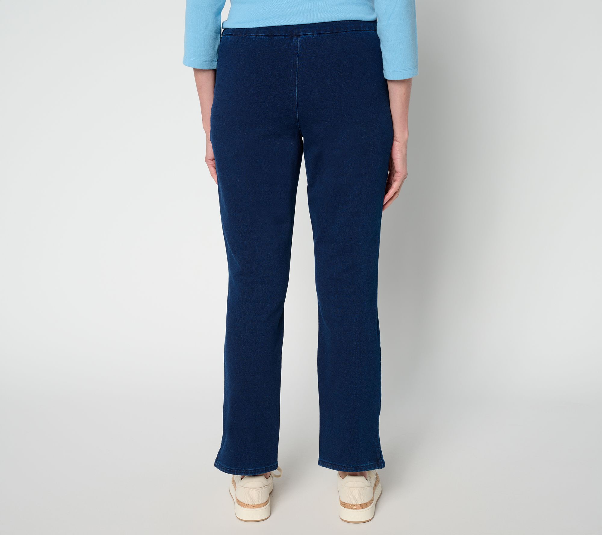 Quacker Factory DreamJeannes Short Flat Waist Straight Leg Ankle Pants