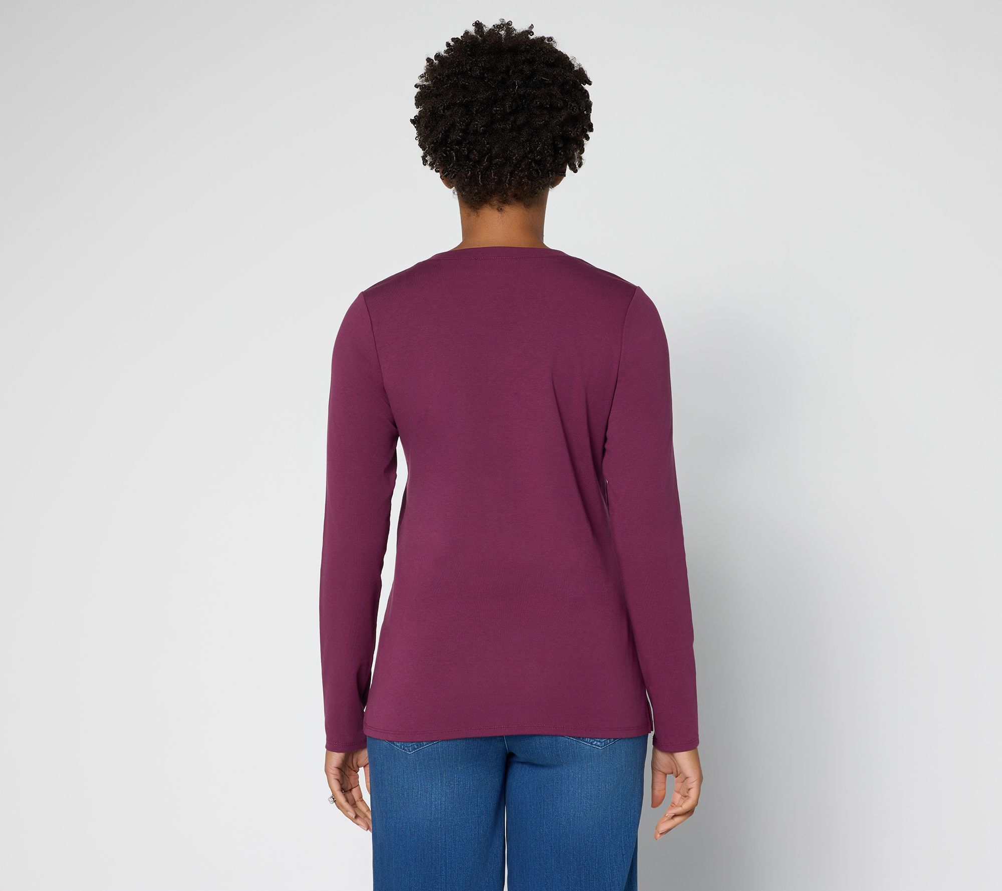 Belle by Kim Gravel TripleLuxe Long Sleeve V-Neck Top