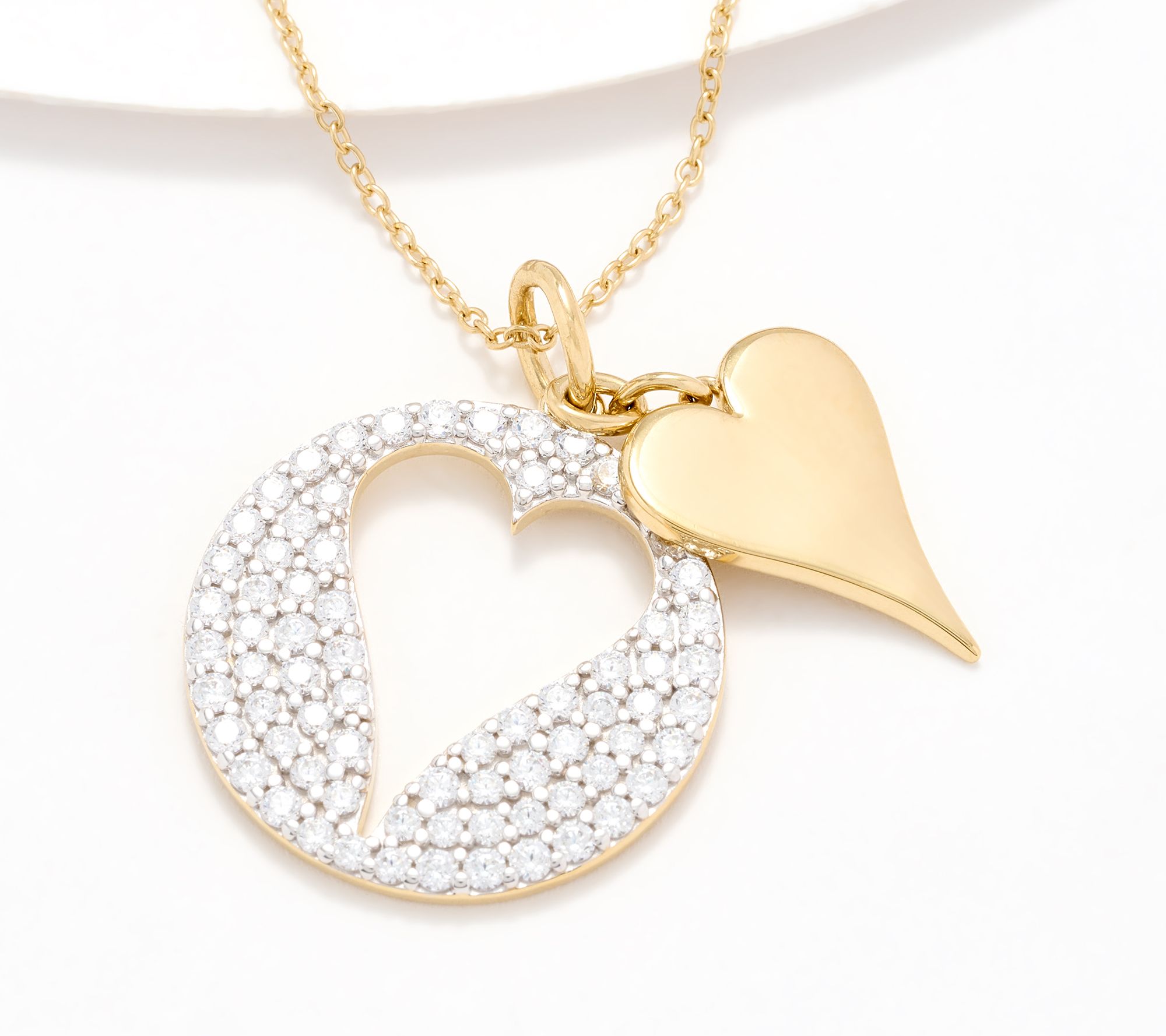 Diamonique x Jennifer Miller Two Tone Cut Out Pave Motif Necklace