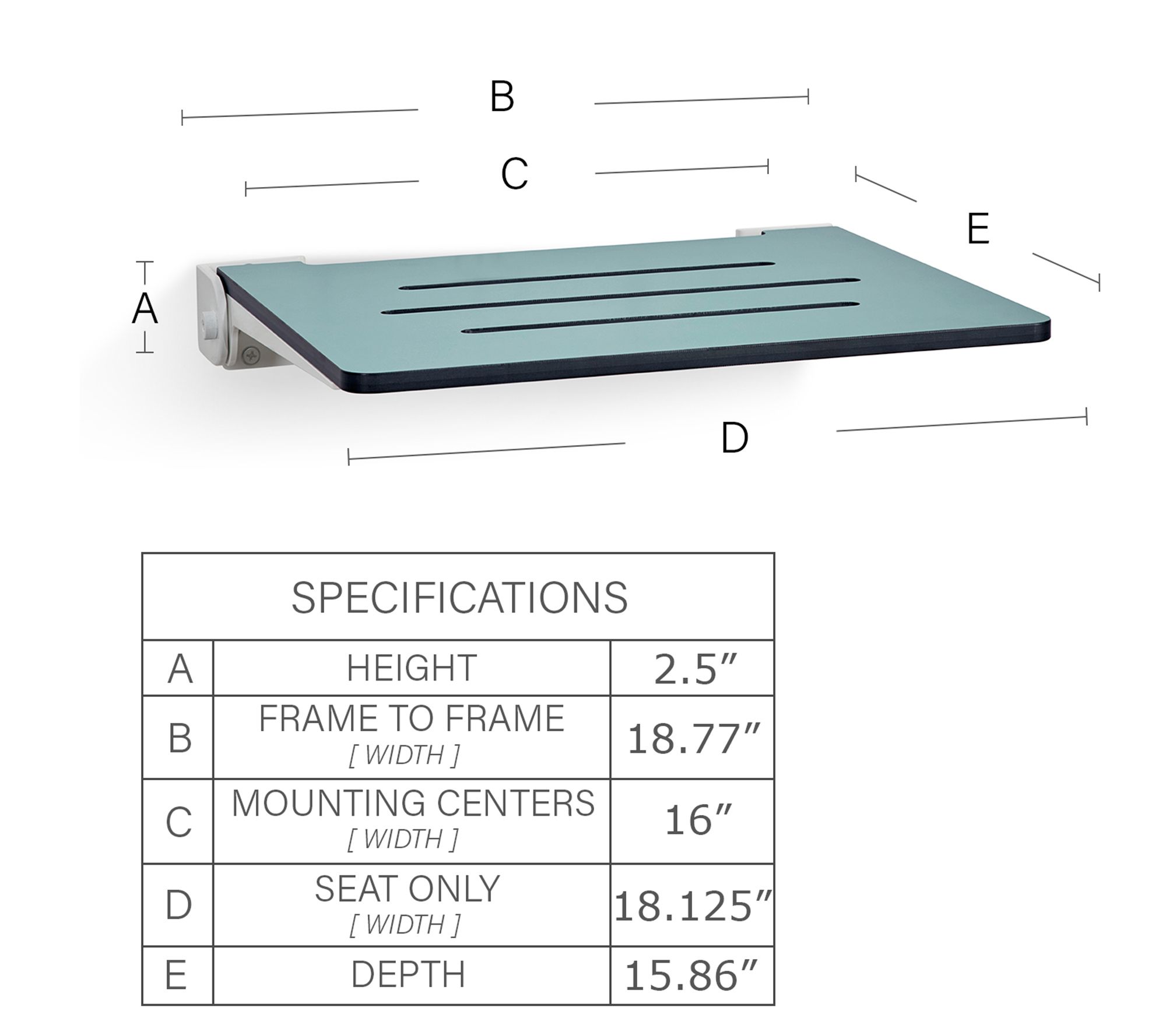 Seachrome SlimLine Folding Wall Mount Shower Bench Seat