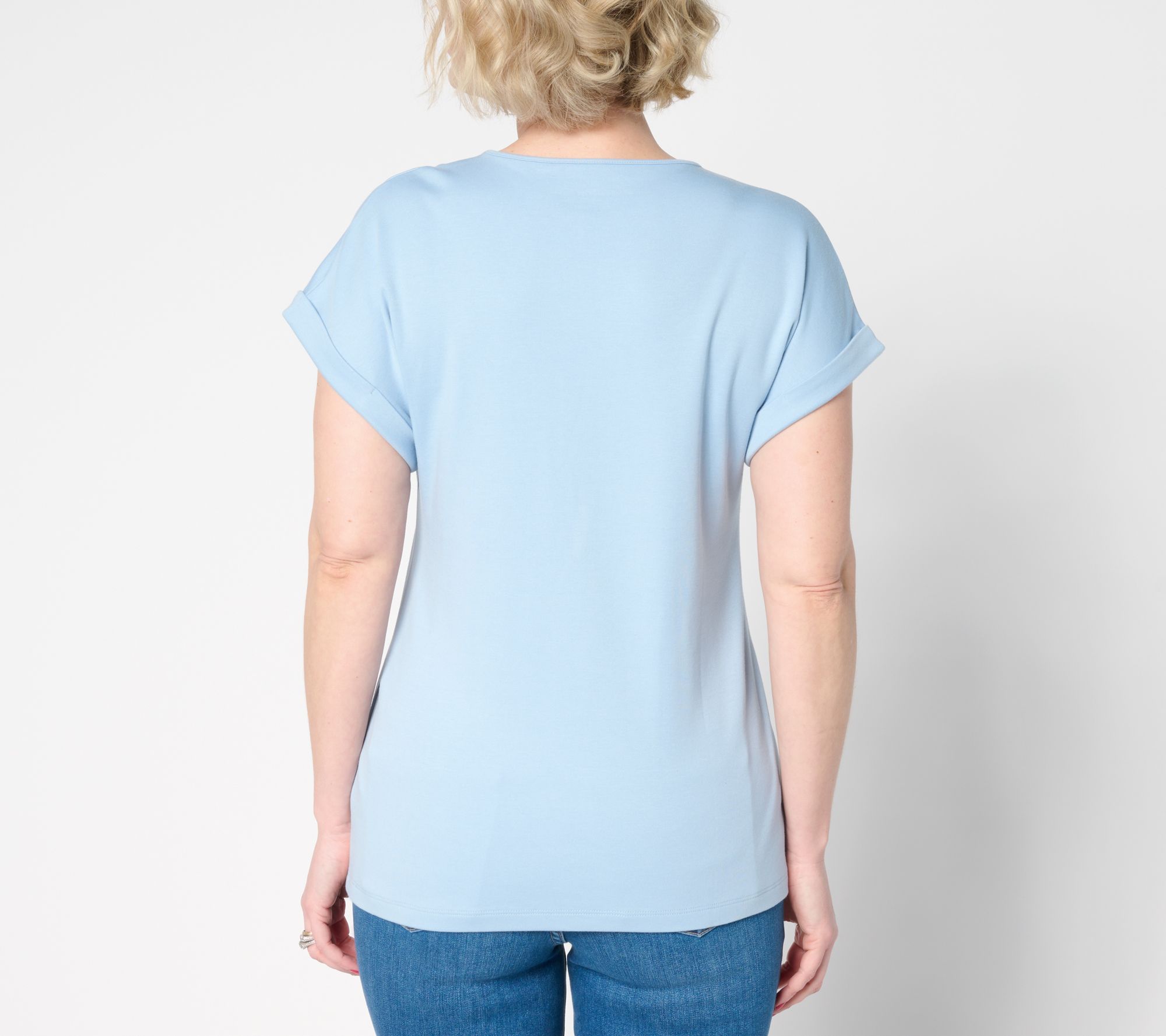 Martha Stewart Signature Short Sleeve Tunic with Side Seam Slit