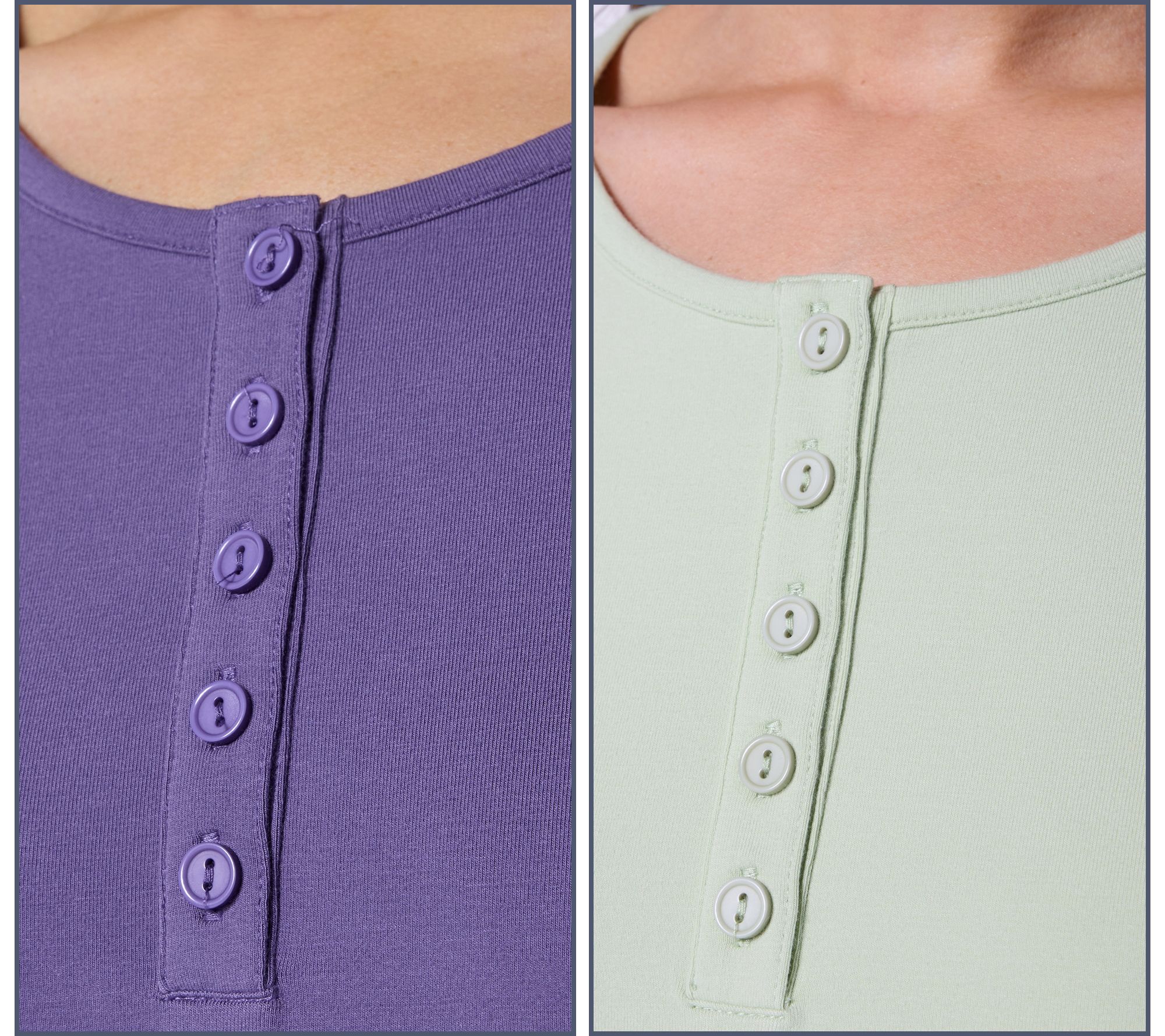 Denim & Co. Essentials 2-Pack Long Sleeve Stretch Henleys