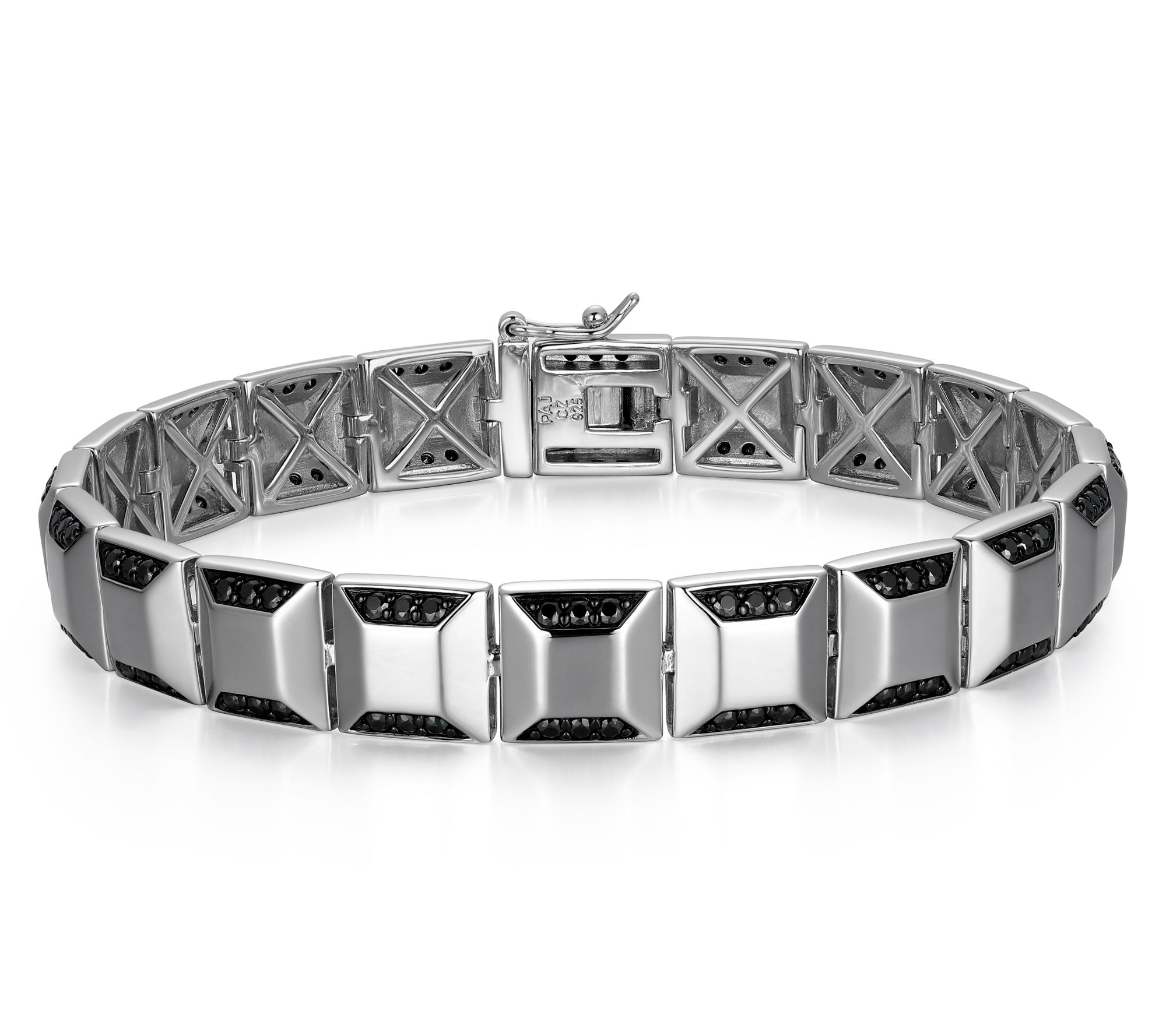 Diamonique Men's 4.50 cttw Studded Link Bracelet, Sterling