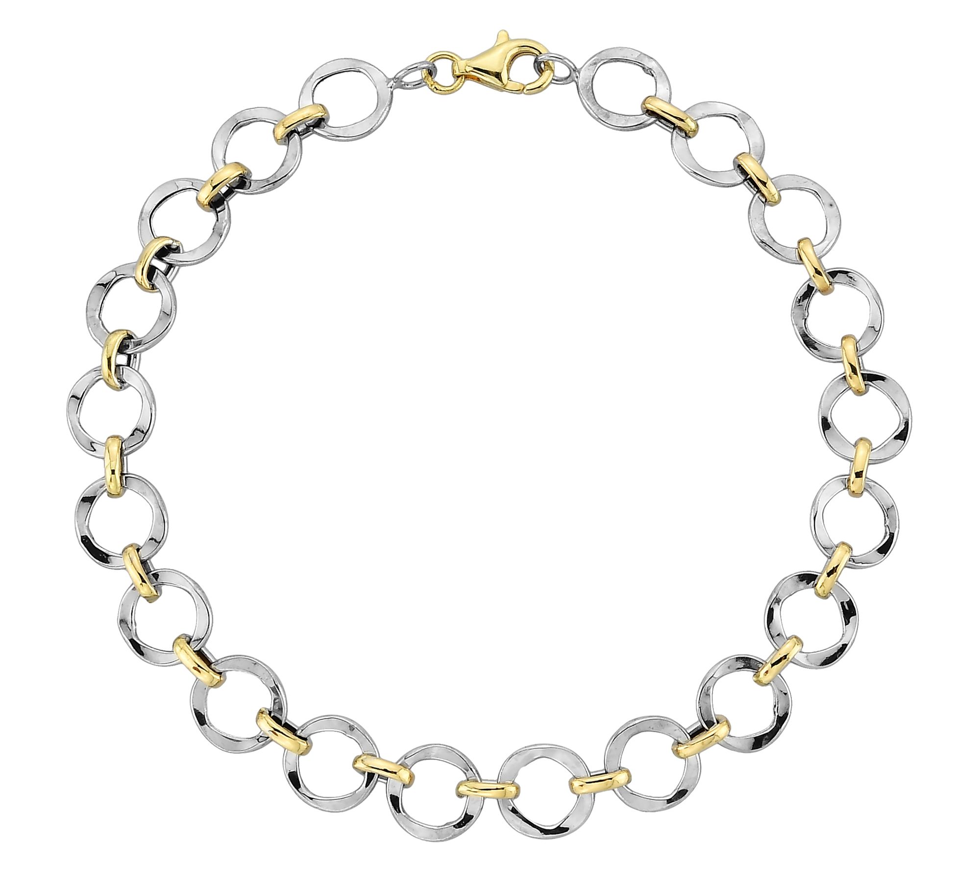Adorna 14K Gold Two-Tone Alternating Open OvalLink Bracelet