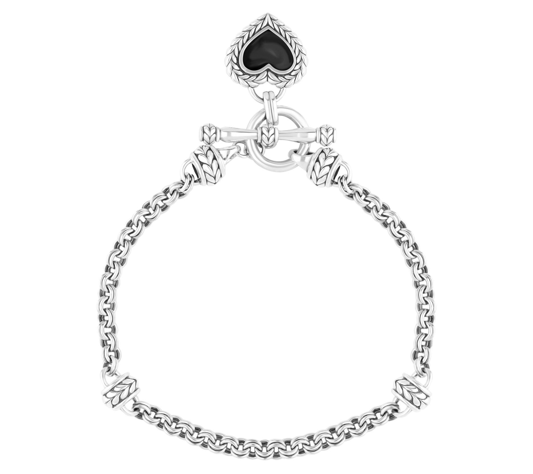 Tiffany Kay Studio Sterling Herringbone Onyx He art Bracelet