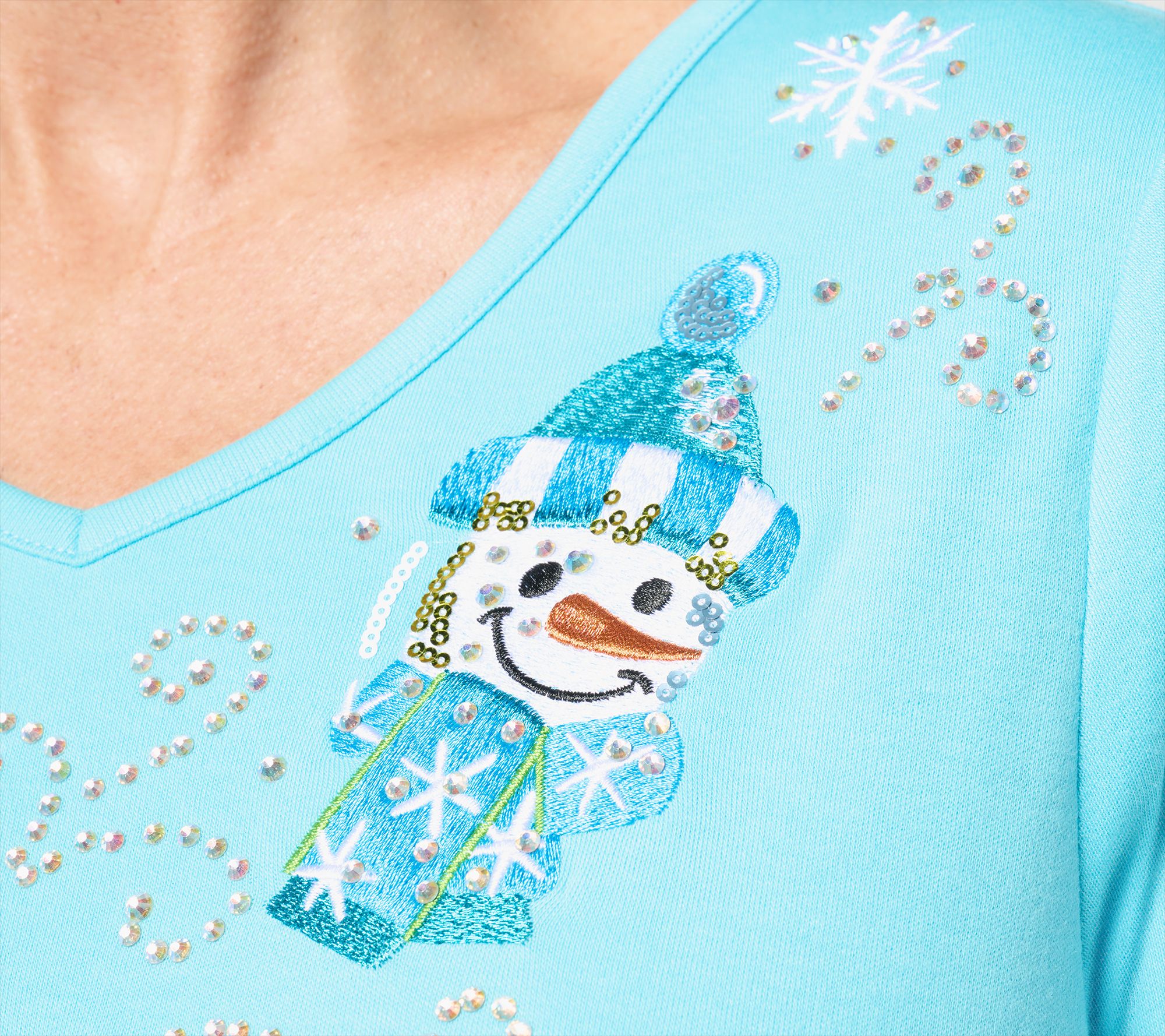 Quacker Factory Holiday Trio 3/4 Sleeve Top